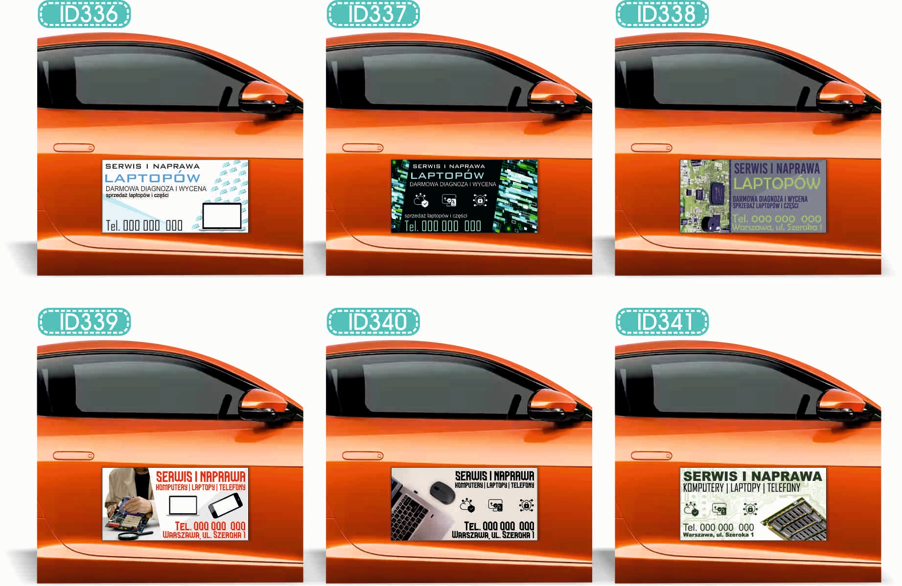 Magnes na samochód reklama magnetyczna 60x30 KOMPLEKSOWE USŁUGI PPOŻ BHP