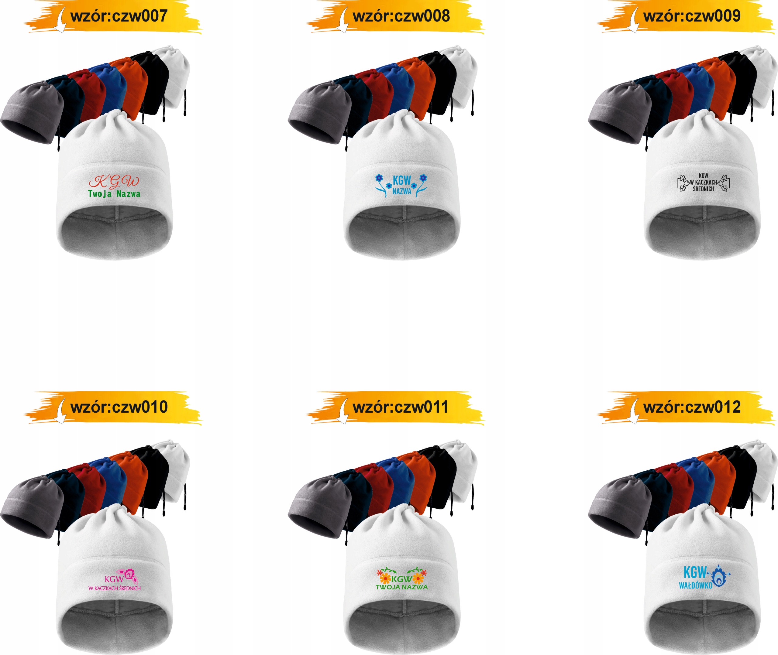 CZAPKA KOMIN 2w1 dowolny HAFT koło gospodyń wiejskich twoja nazwa KGW