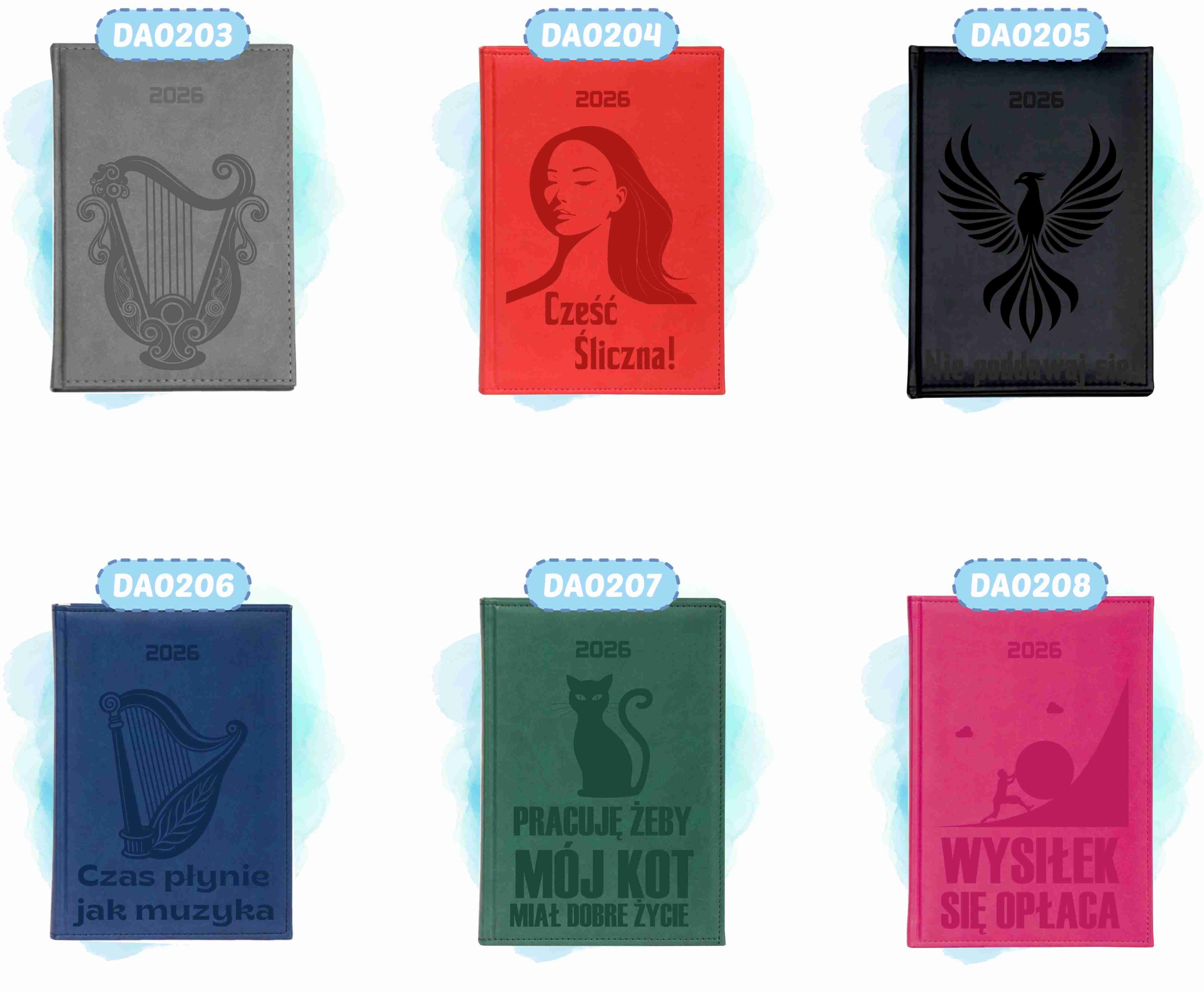 Kalendarz dzienny A4 2026 Planer prezent z grawerem DUŻY WYBÓR WZORÓW