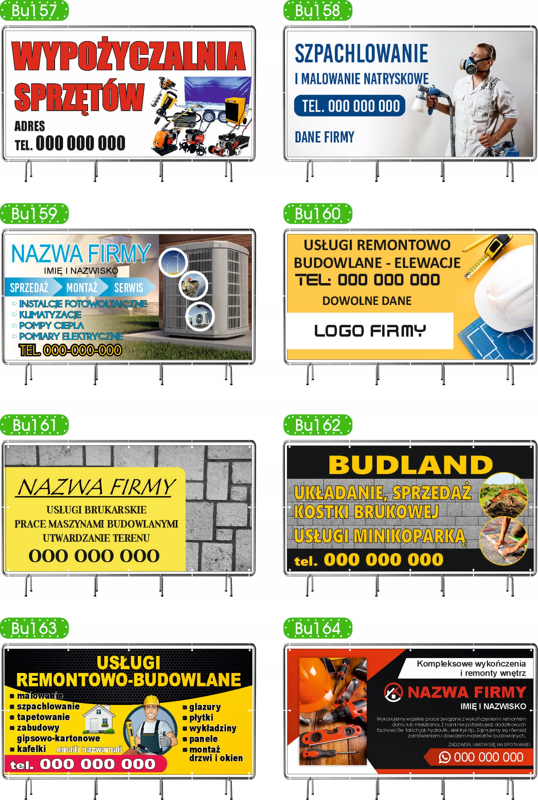 BANER REKLAMOWY 100x50 cm dużo wzorów USŁUGI WYKOŃCZENIOWO REMONTOWE