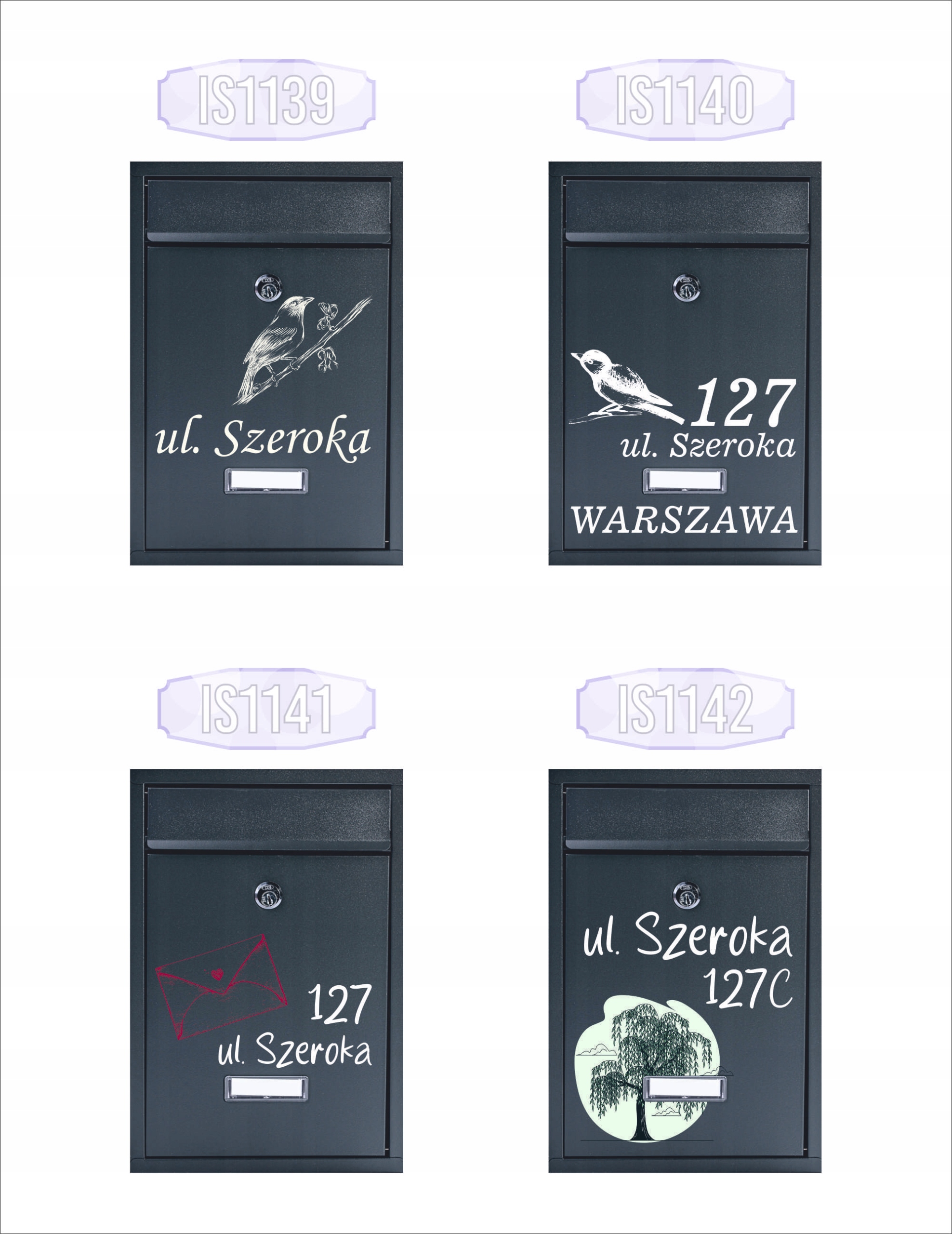 SKRZYNKA NA LISTY POCZTOWA stal z nadrukiem UV adres numer domu miejscowość