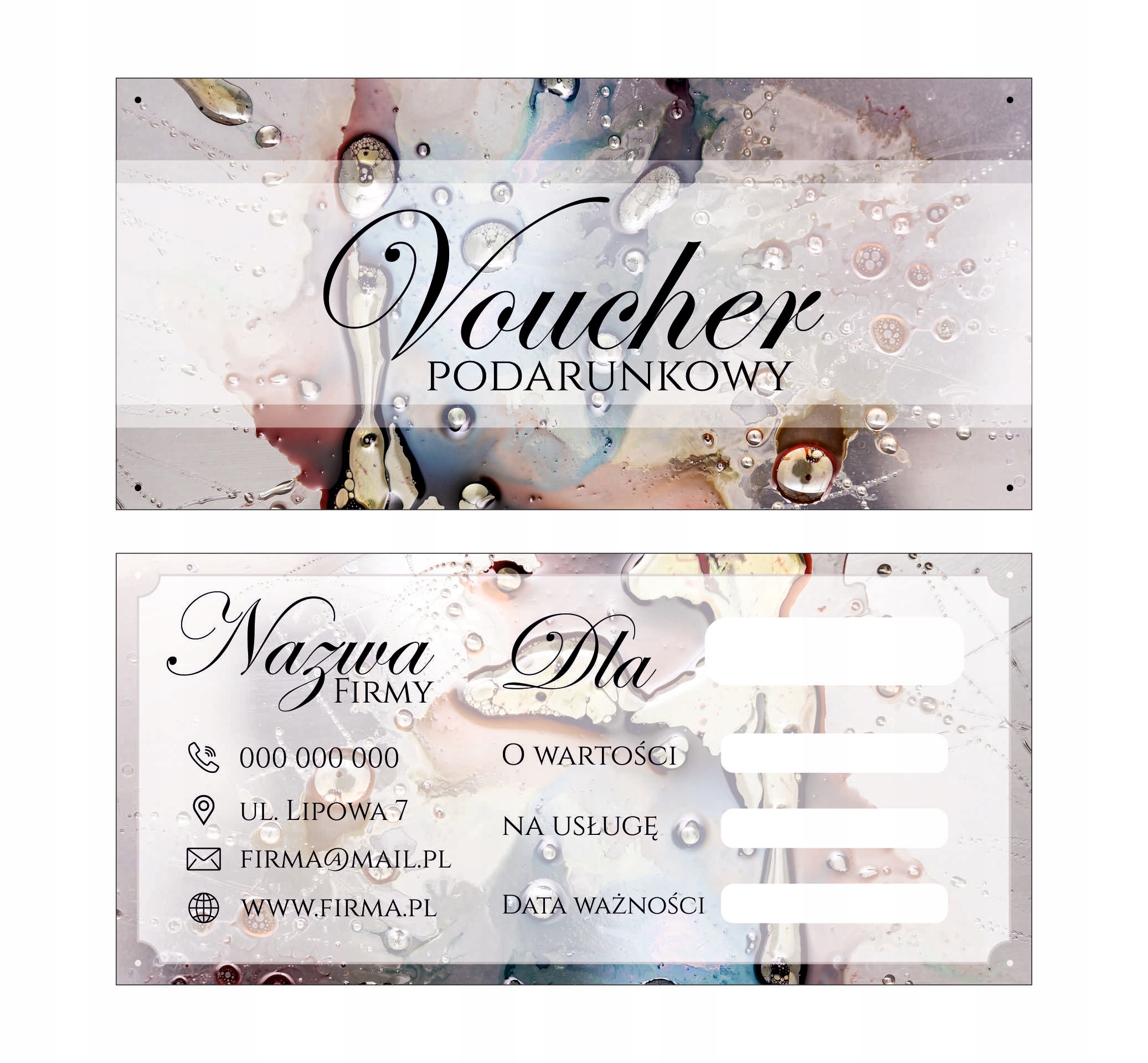 VOUCHERY PODARUNKOWE na zakupy lub usługi 60 szt. GOTOWY PROJEKT