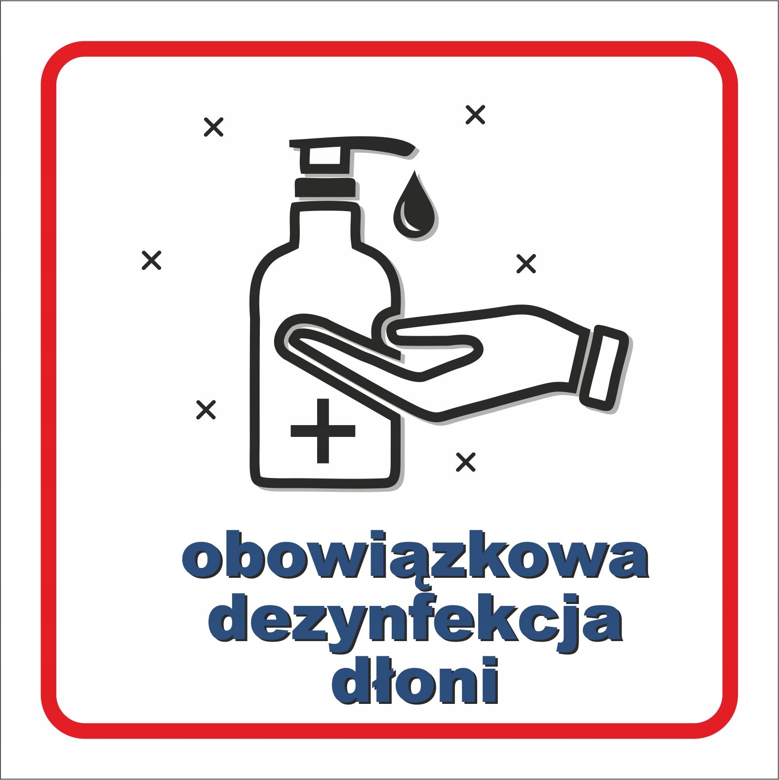 Tablica Znak dezynfekcja dłoni odstęp maseczki