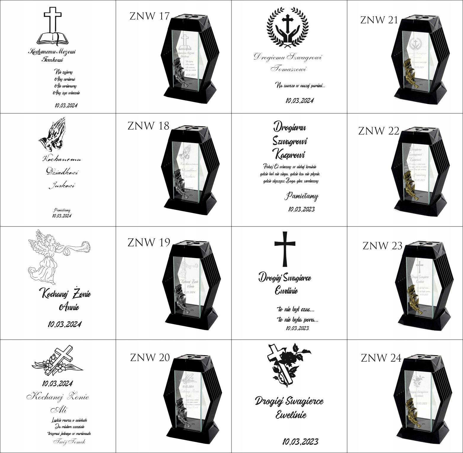 NOWOCZESNY ZNICZ z grawerem personalizowany twój napis kochanym dziadkom