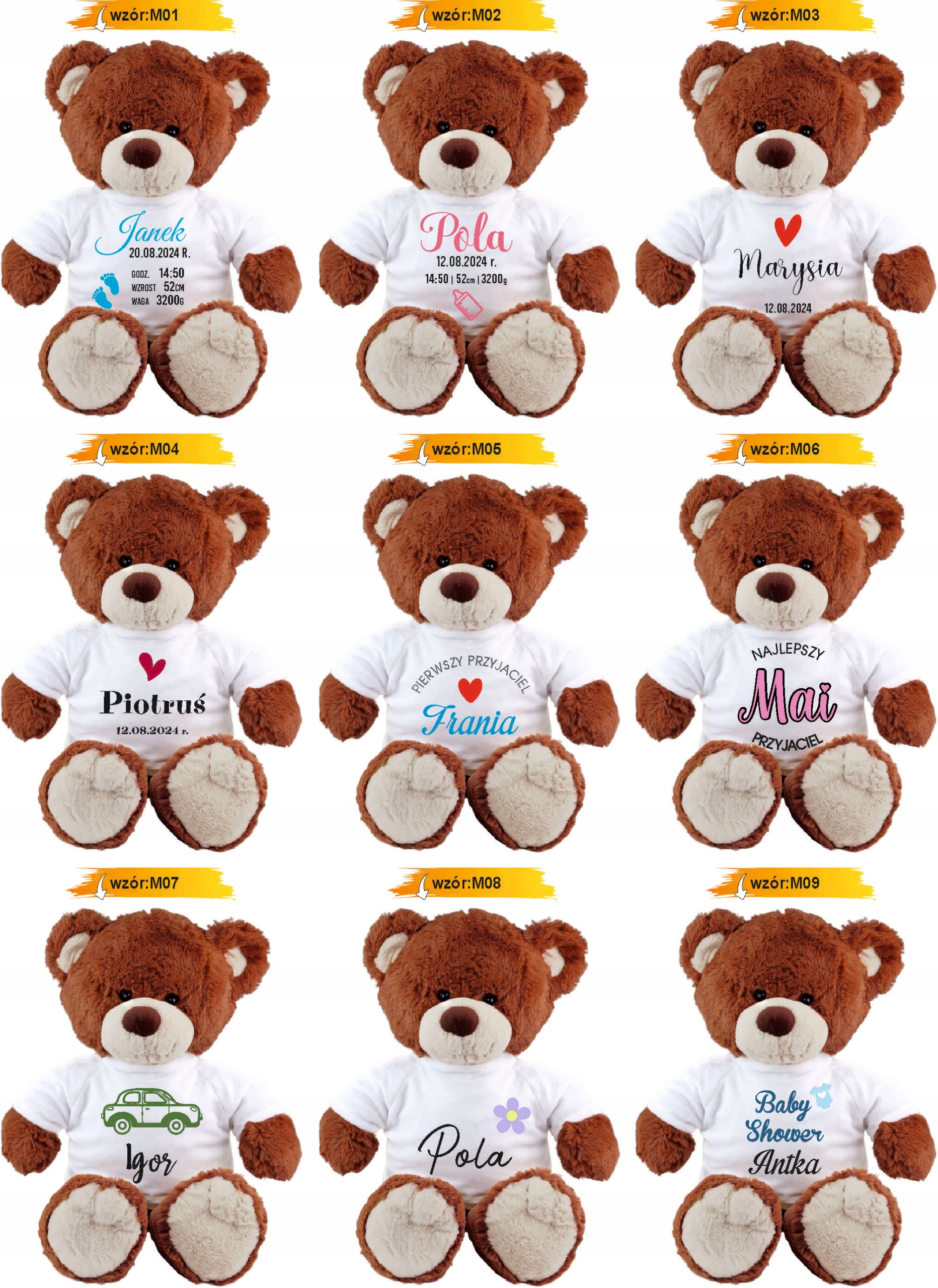 PLUSZOWY MIŚ brązowy z koszulką personalizacja PREZENT na WALENTYNKI HAFT