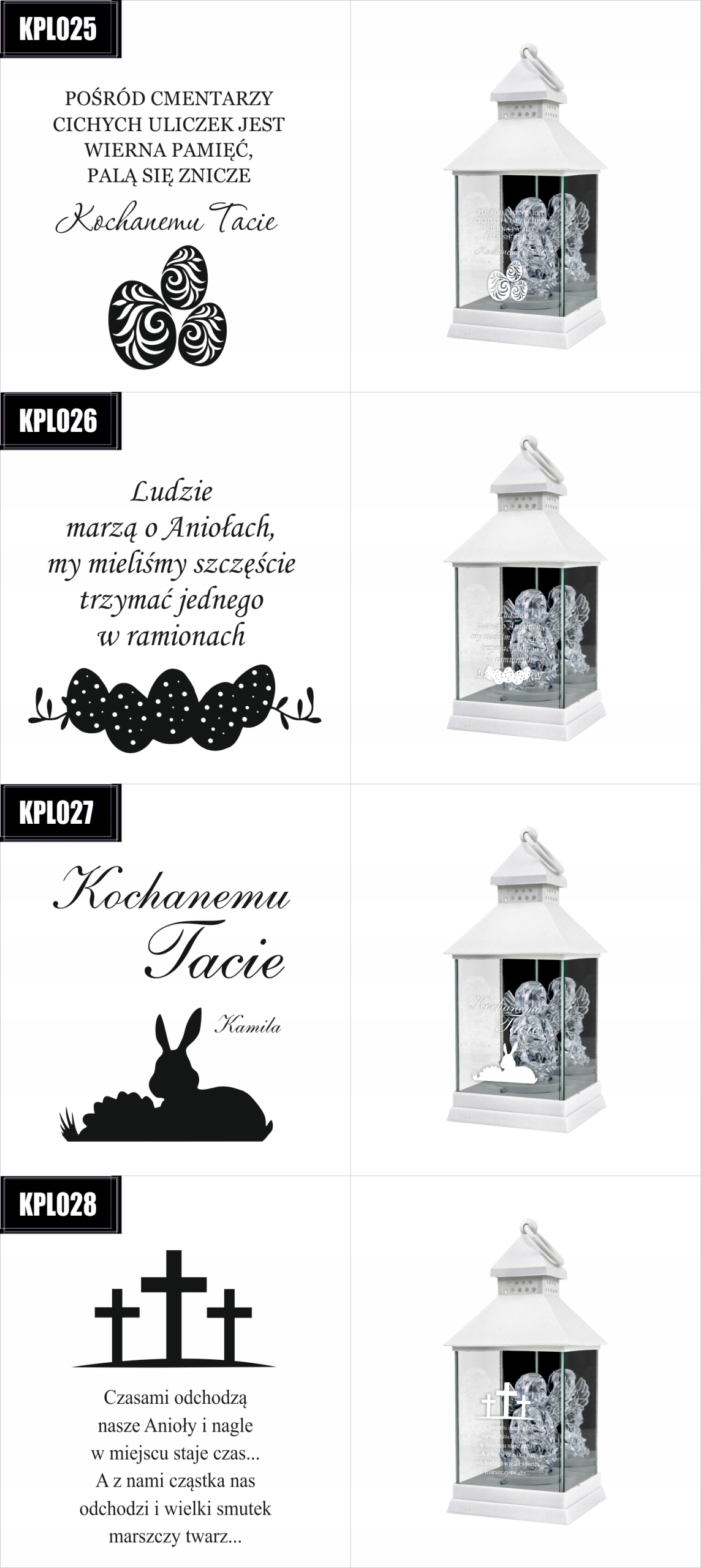 ZNICZ LAMPION aniołek LED grawer Rocznica Śmierci