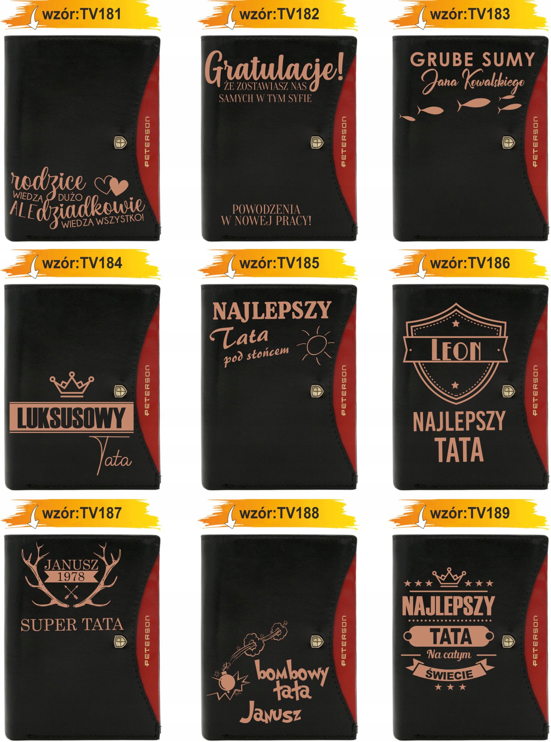 Portfel męski skórzany GRAWEROWANY prezent dla brata twój napis tekst