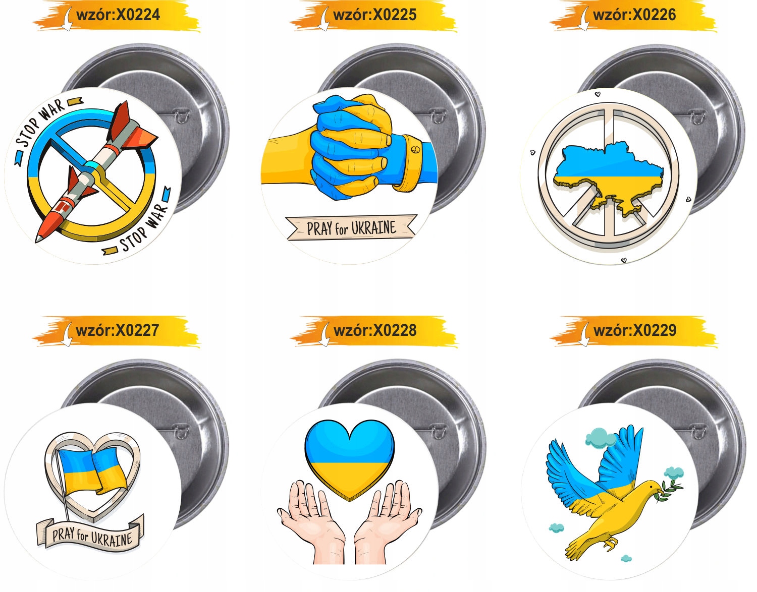 Przypinki buttony SOLIDARNOŚĆ Z UKRAINĄ HIT