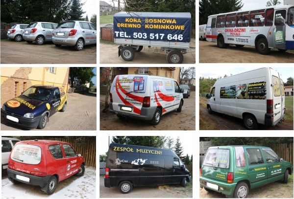 Naklejki reklama folia na samochód auto okno kolor