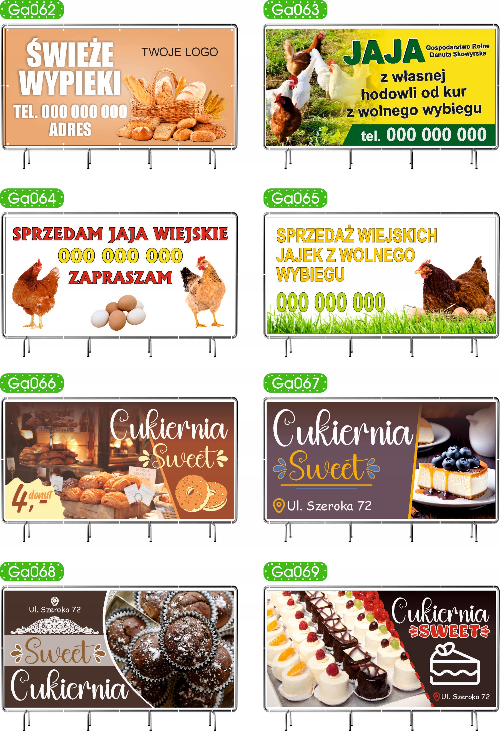 BANER REKLAMOWY 130x80cm duży wybór różne wzory PĄCZKI PĄCZKARNIA