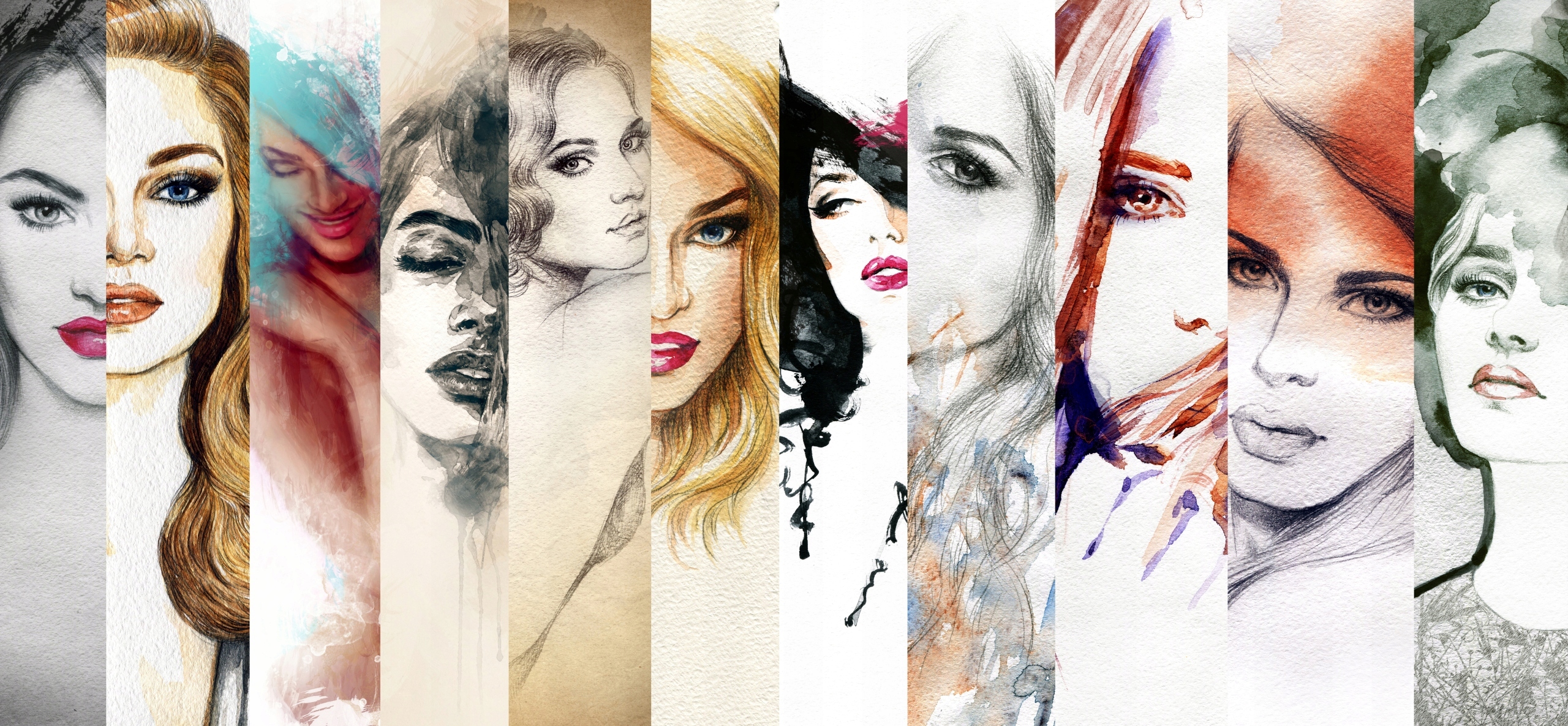 FOTOTAPETA MALUNKI TWARZE KOBIET PORTRET