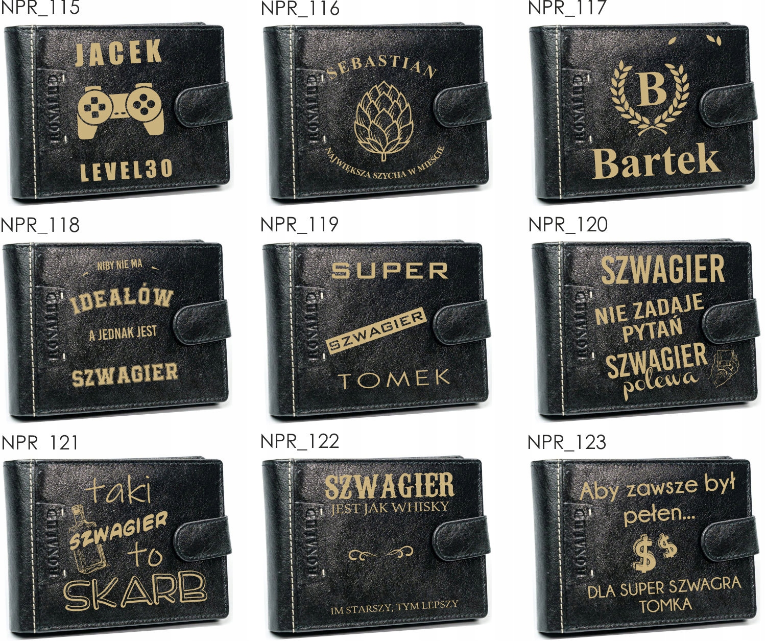 Portfel męski z grawerem NAPISEM PREZENT dla niego