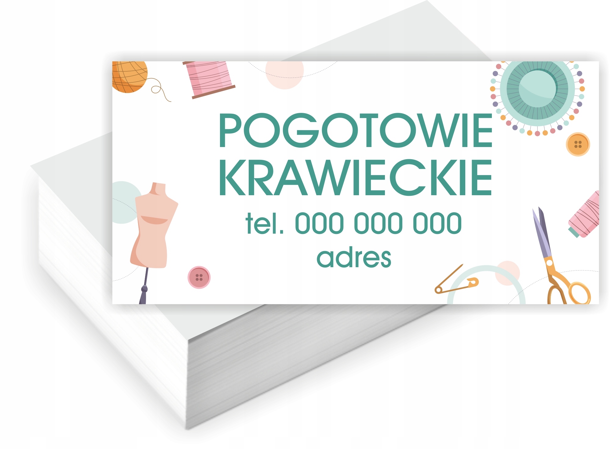 Wizytówki firmowe GOTOWY PROJEKT GRATIS 200 sztuk POGOTOWIE KRAWIECKIE