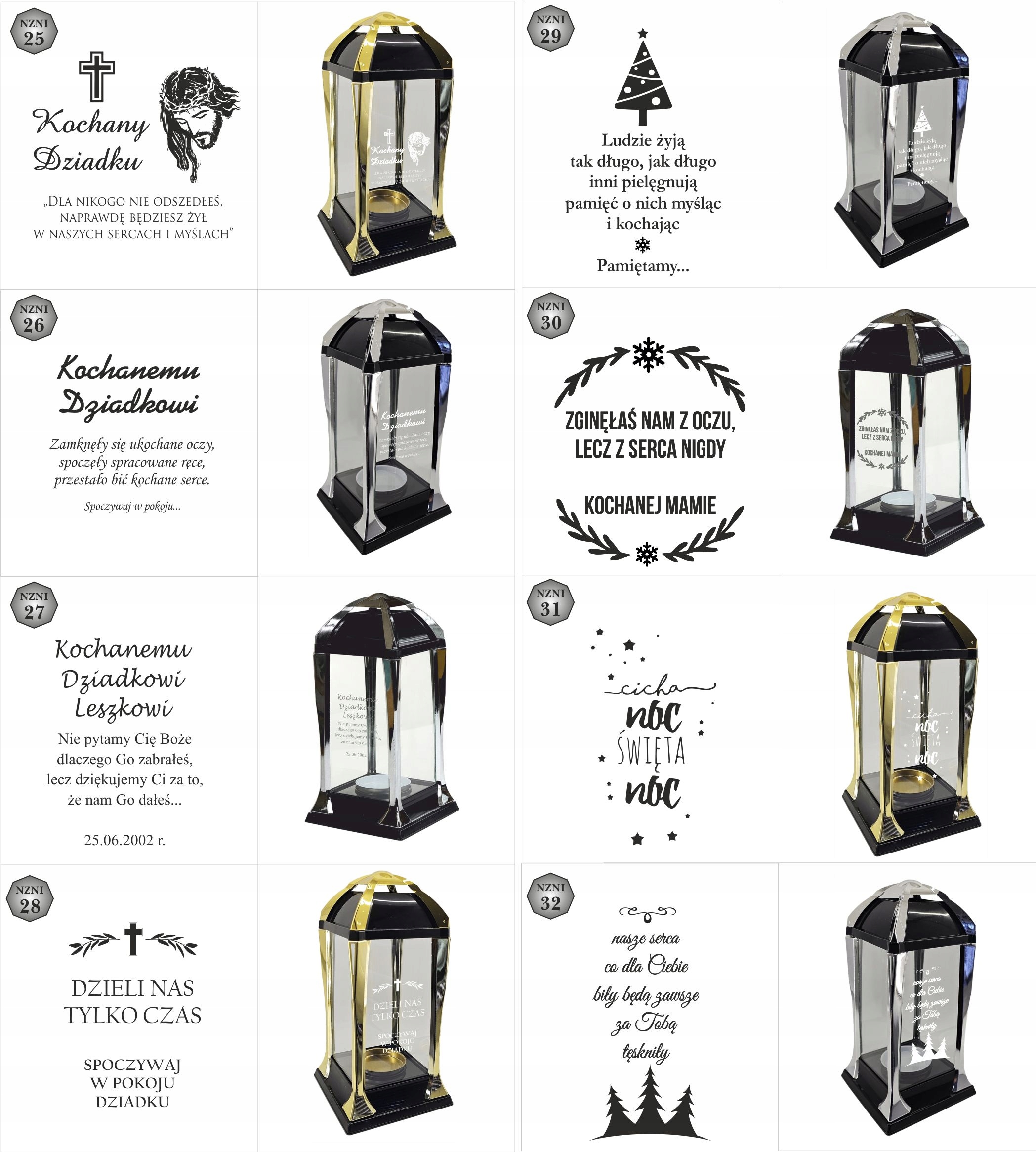 Znicz personalizowany świąteczny elegancka latarenka z grawerem