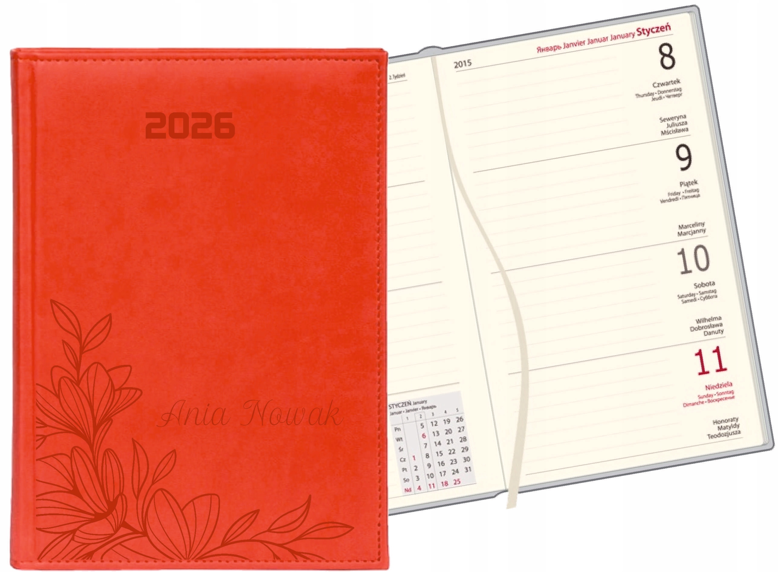 Kalendarz A6 2026 TYGODNIOWY KIESZONKOWY z grawerem prezent Z IMIENIEM