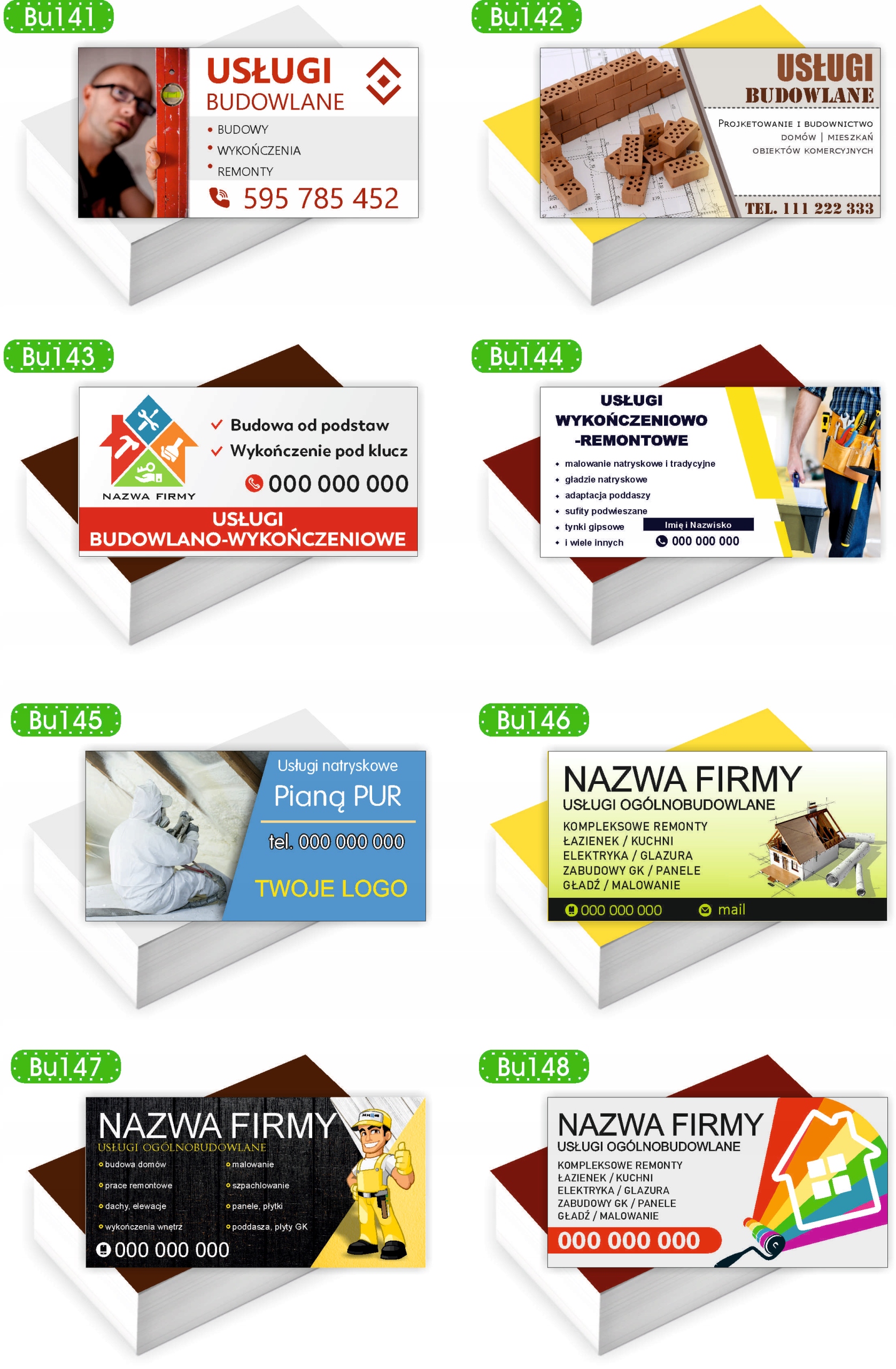 Wizytówki firmowe reklamowe 200 szt różne wzory USŁUGI KOPARKO ŁADOWARKĄ