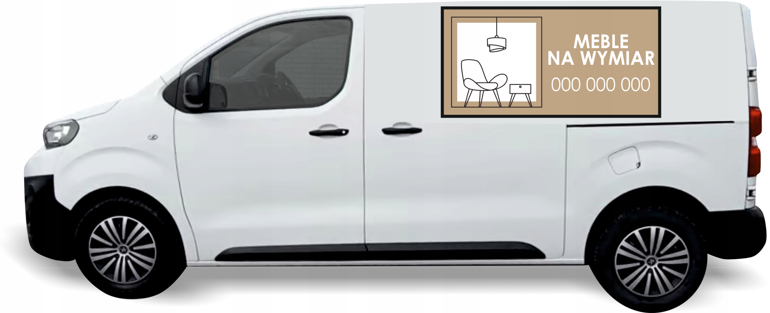 Reklama Naklejka na samochód 0,5 m2 MEBLE NA WYNAJEM TWOJA REKLAMA