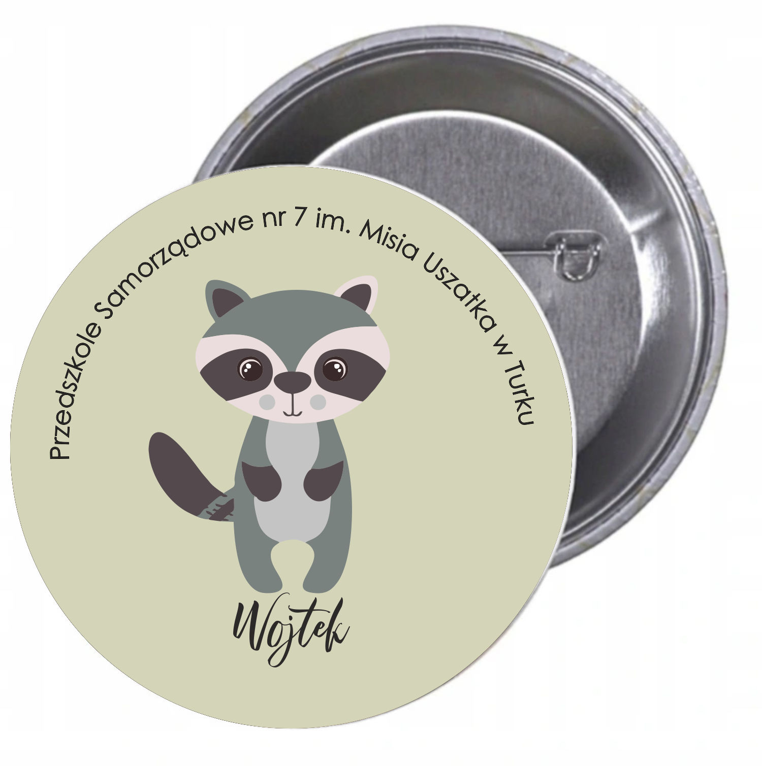 Przypinki buttony PRZEDSZKOLE borsuk-twój tekst