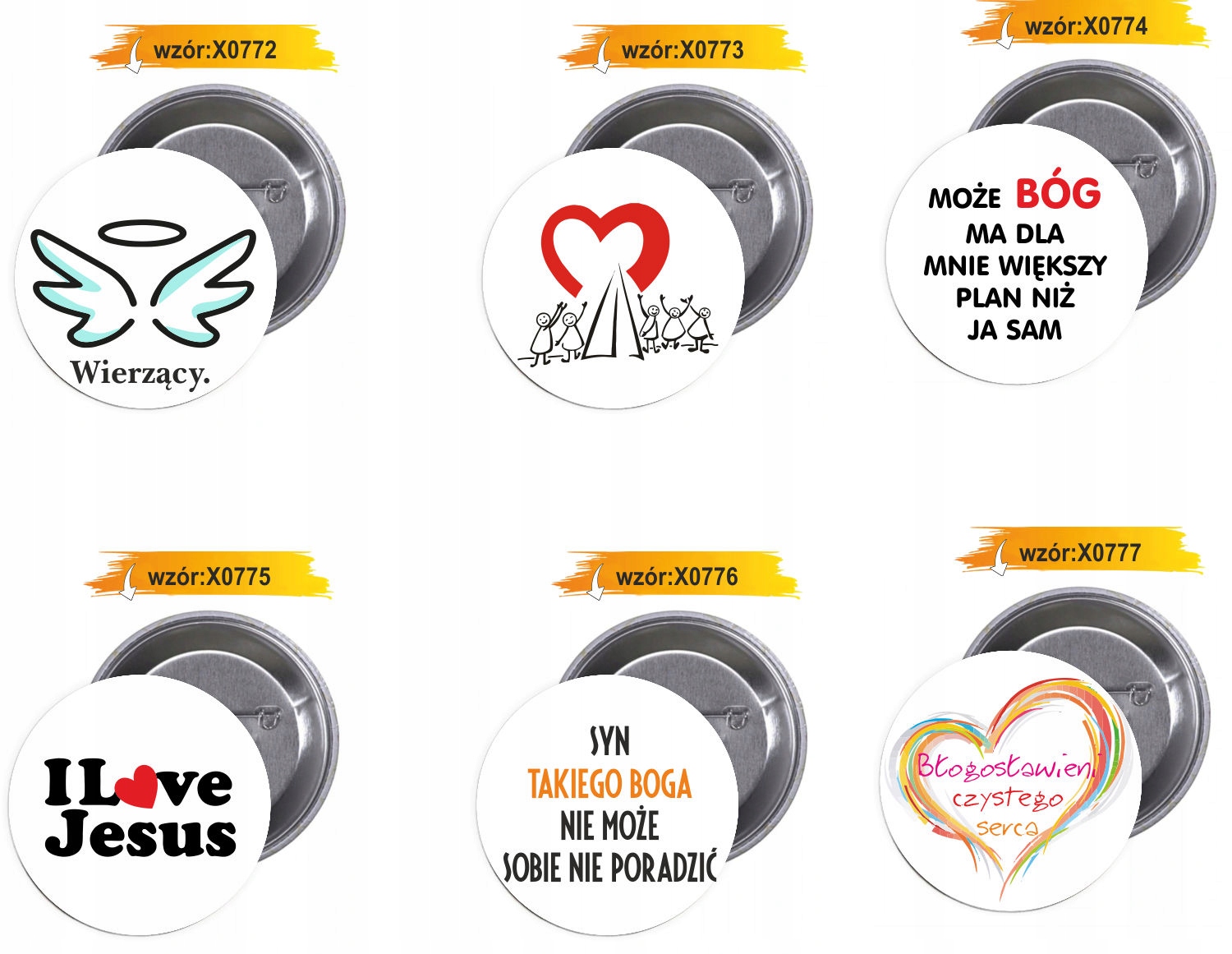 Przypinki buttony RELIGIJNE znaczki z grafiką