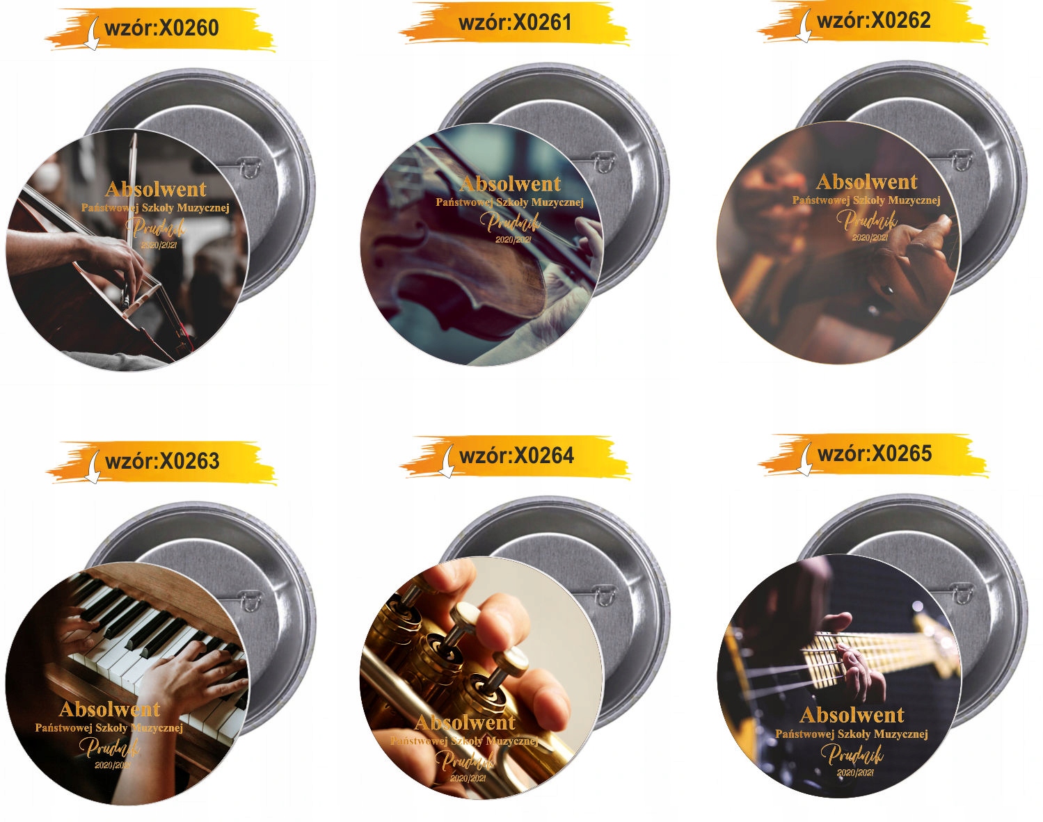 Przypinki buttony ABSOLWENT SZKOŁY MUZYCZNEJ tanio