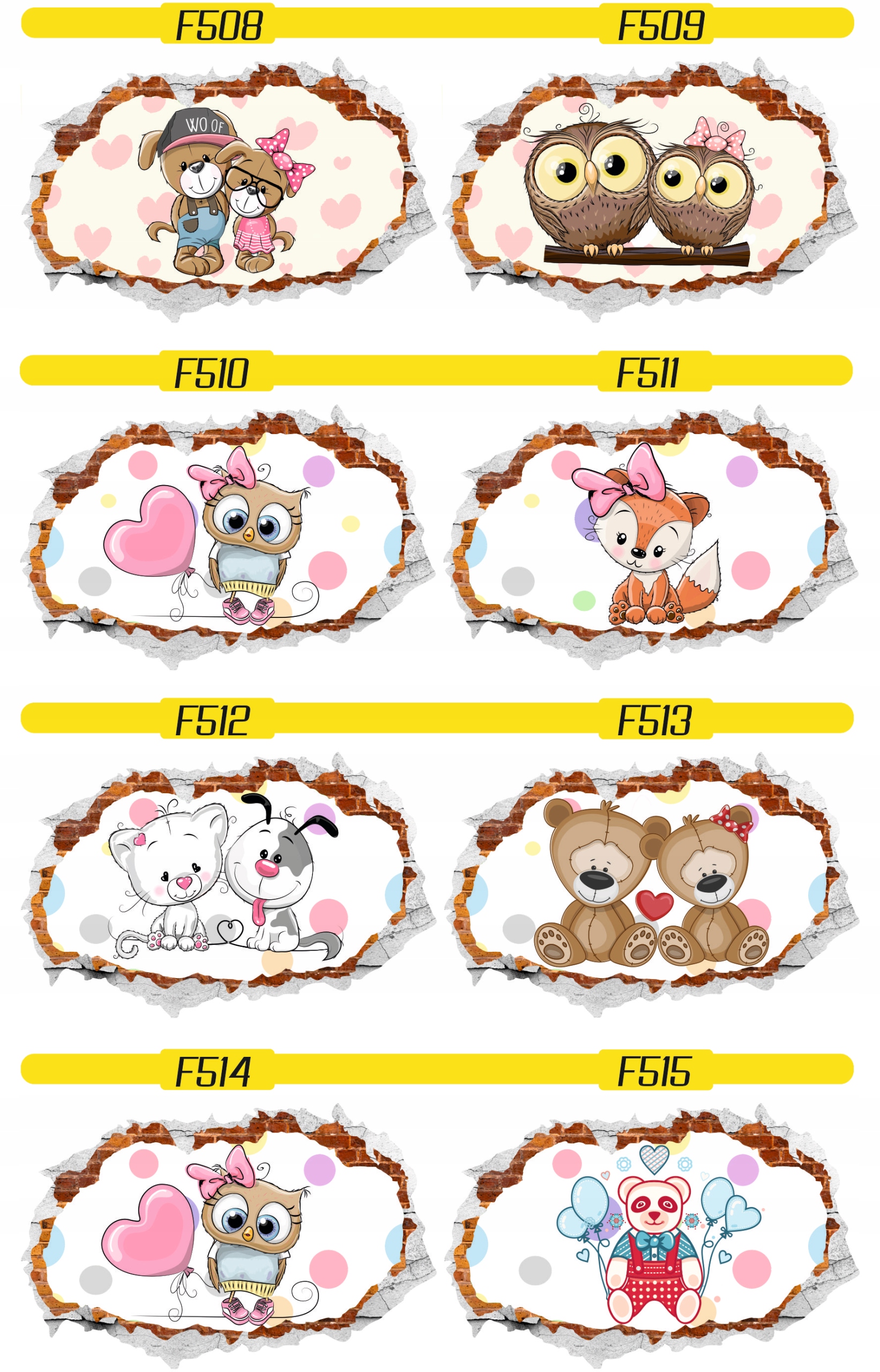 Naklejka samoprzylepna efekt 3D pluszowe misie HIT