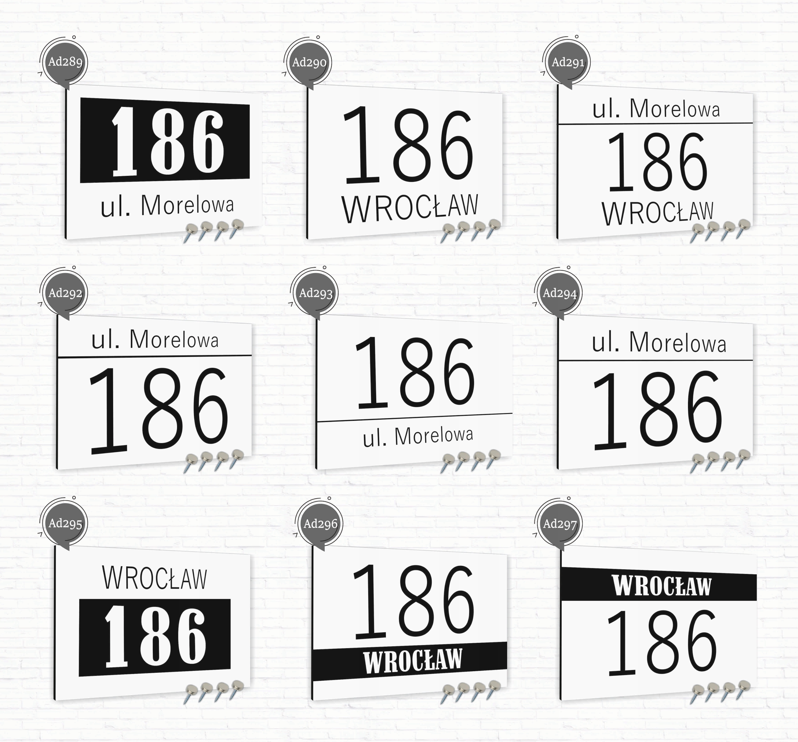 Tabliczka adresowa Dibond Tablica adres działki Biała 30x20 Różne wzory