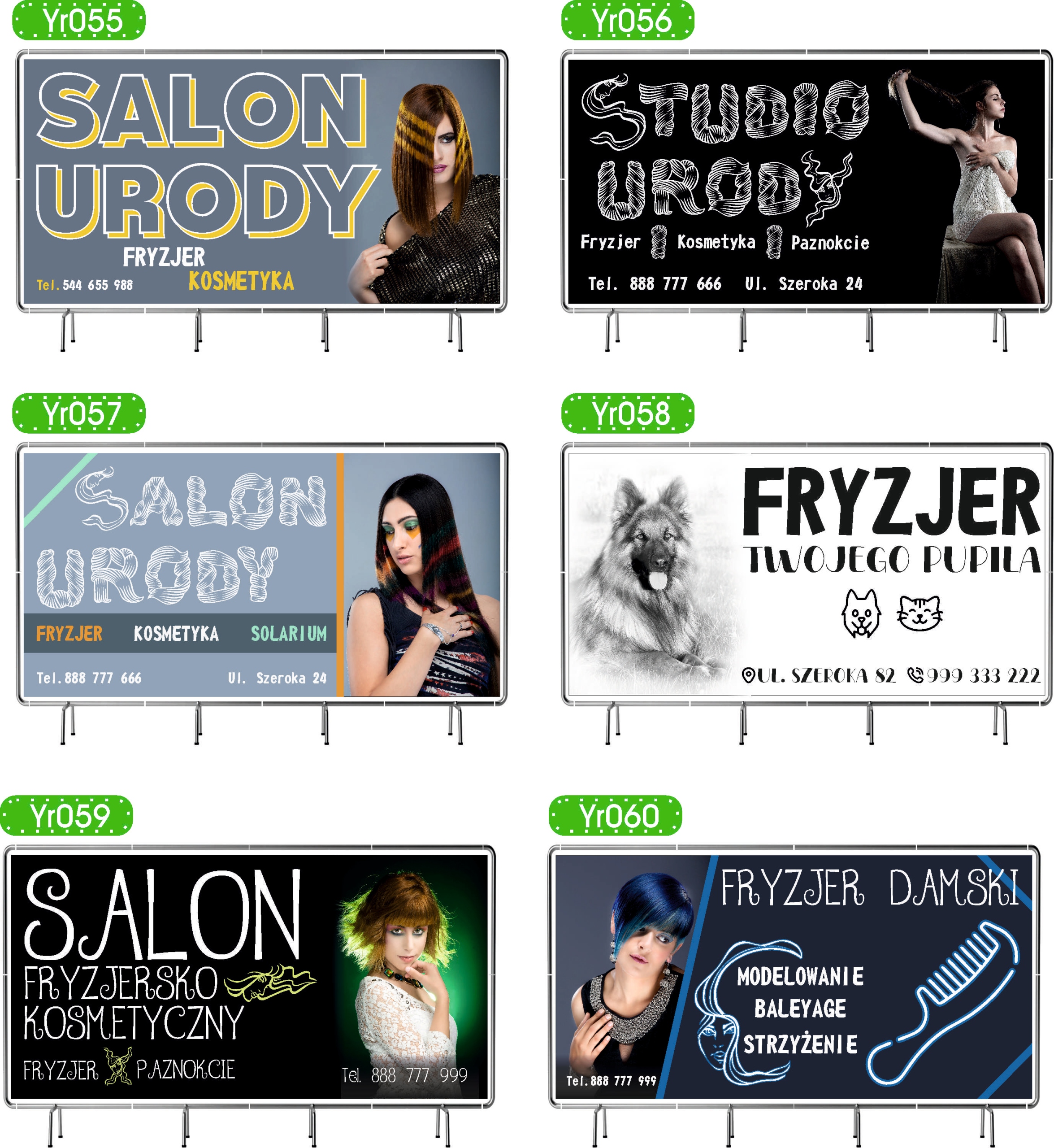 BANER REKLAMOWY 200x100cm SALON FRYZJERSKO KOSMETYCZNY DUŻO WZORÓW