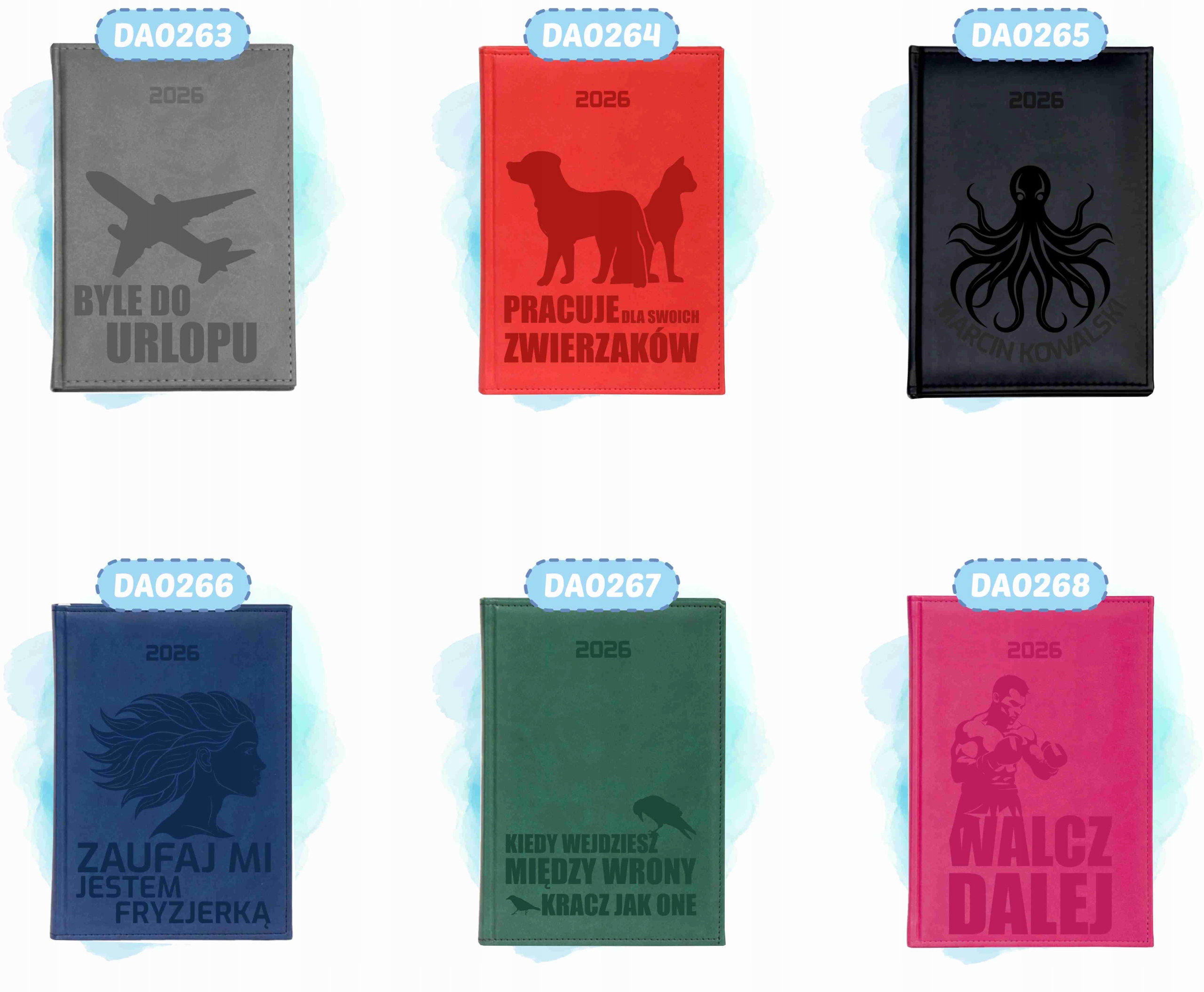 STYLOWY kalendarz znak zodiaku RYBY A4 2026 KSIĄŻKOWY TYGODNIOWY grawer