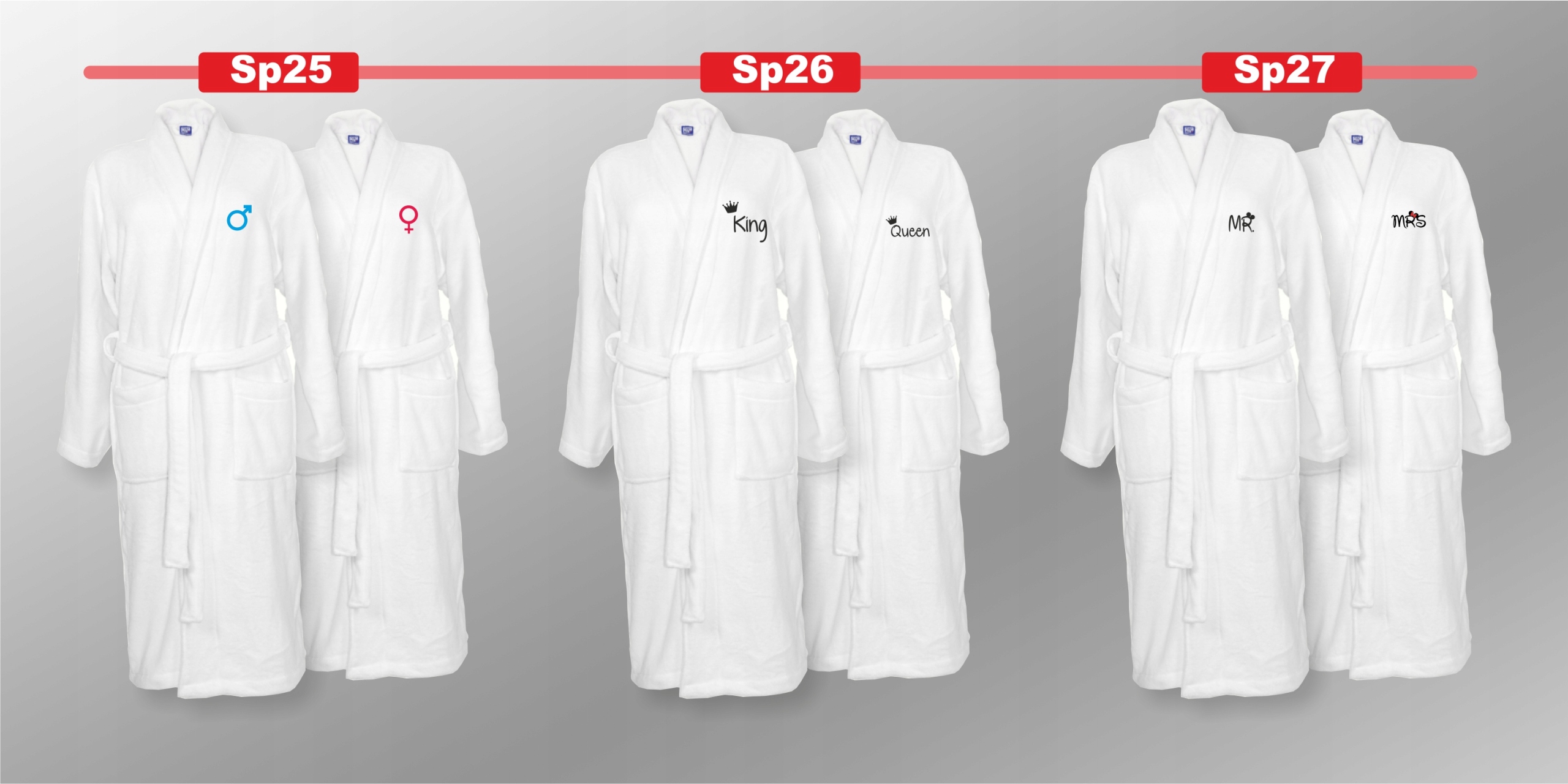 SZLAFROKI BIAŁE Z HAFTEM 2 szt unisex PREZENT personalizowany dużo wzorów