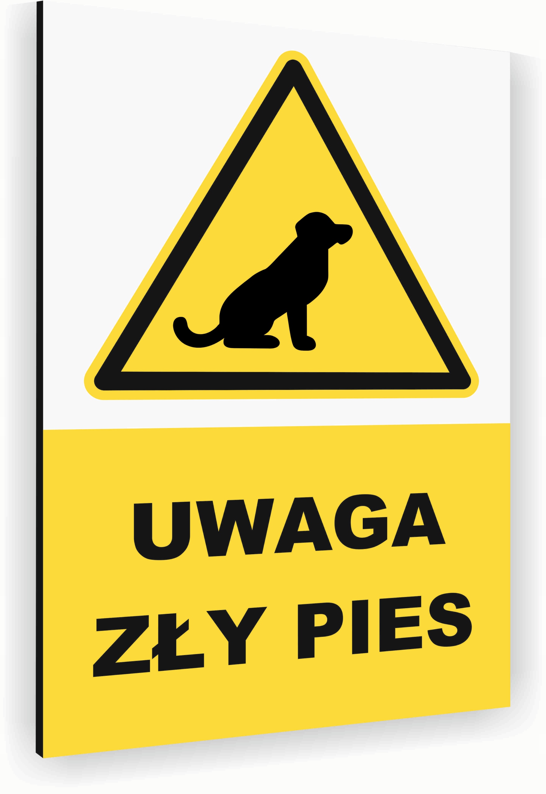 Tabliczka znak informacyjny 40x30 Biała UWAGA ZŁY PIES Dibond NADRUK UV