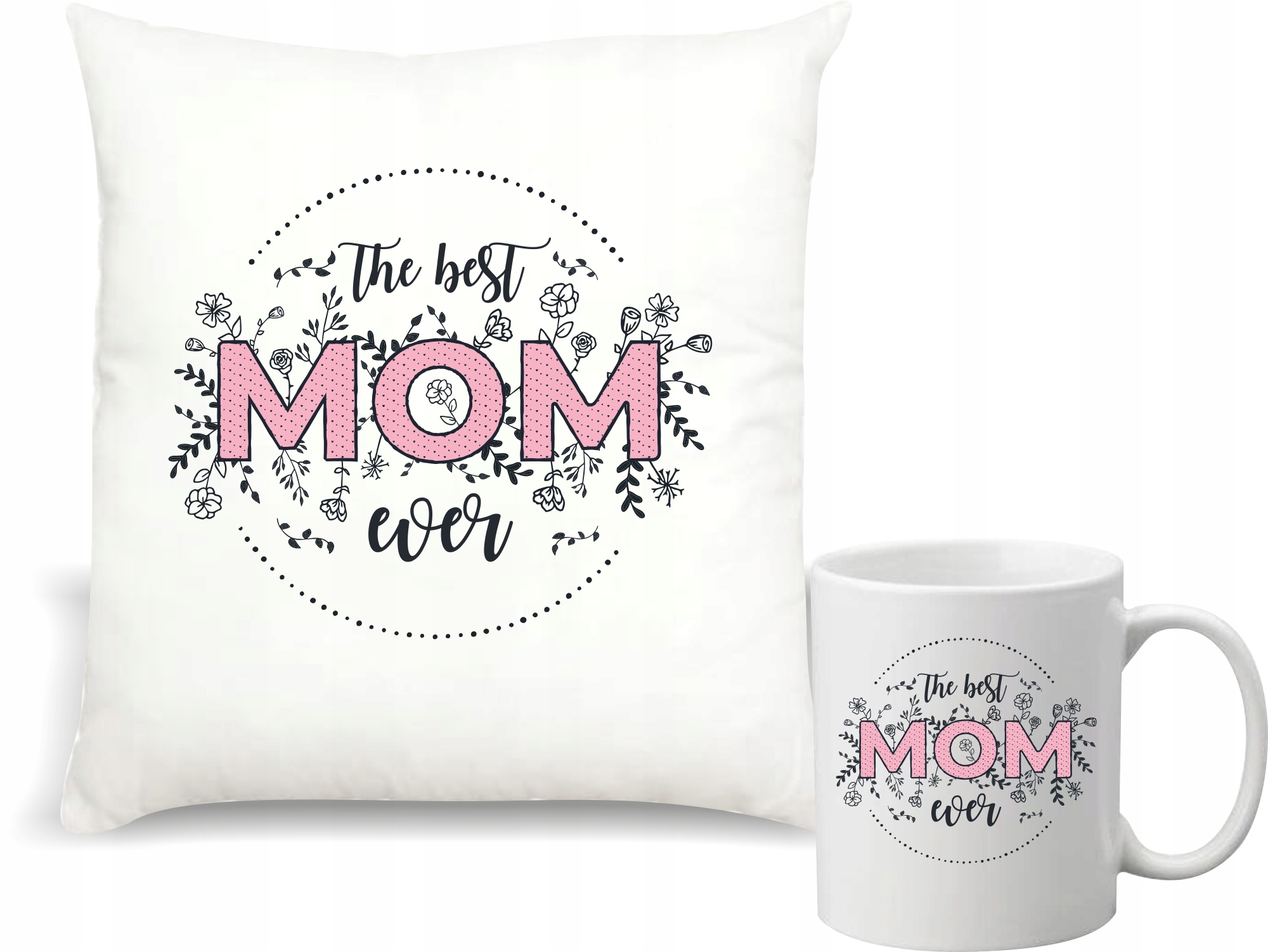 Zestaw prezentowy PODUSZKA + KUBEK nadruk DLA MAMY DZIEŃ MATKI IMIENINY