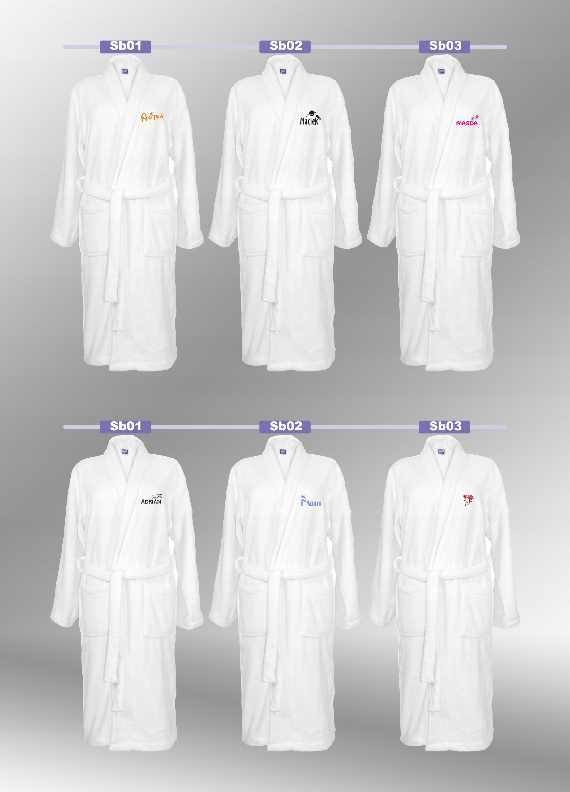 SZLAFROK BIAŁY Z HAFTEM rozmiar 2XL unisex PREZENT personalizacja IMIĘ