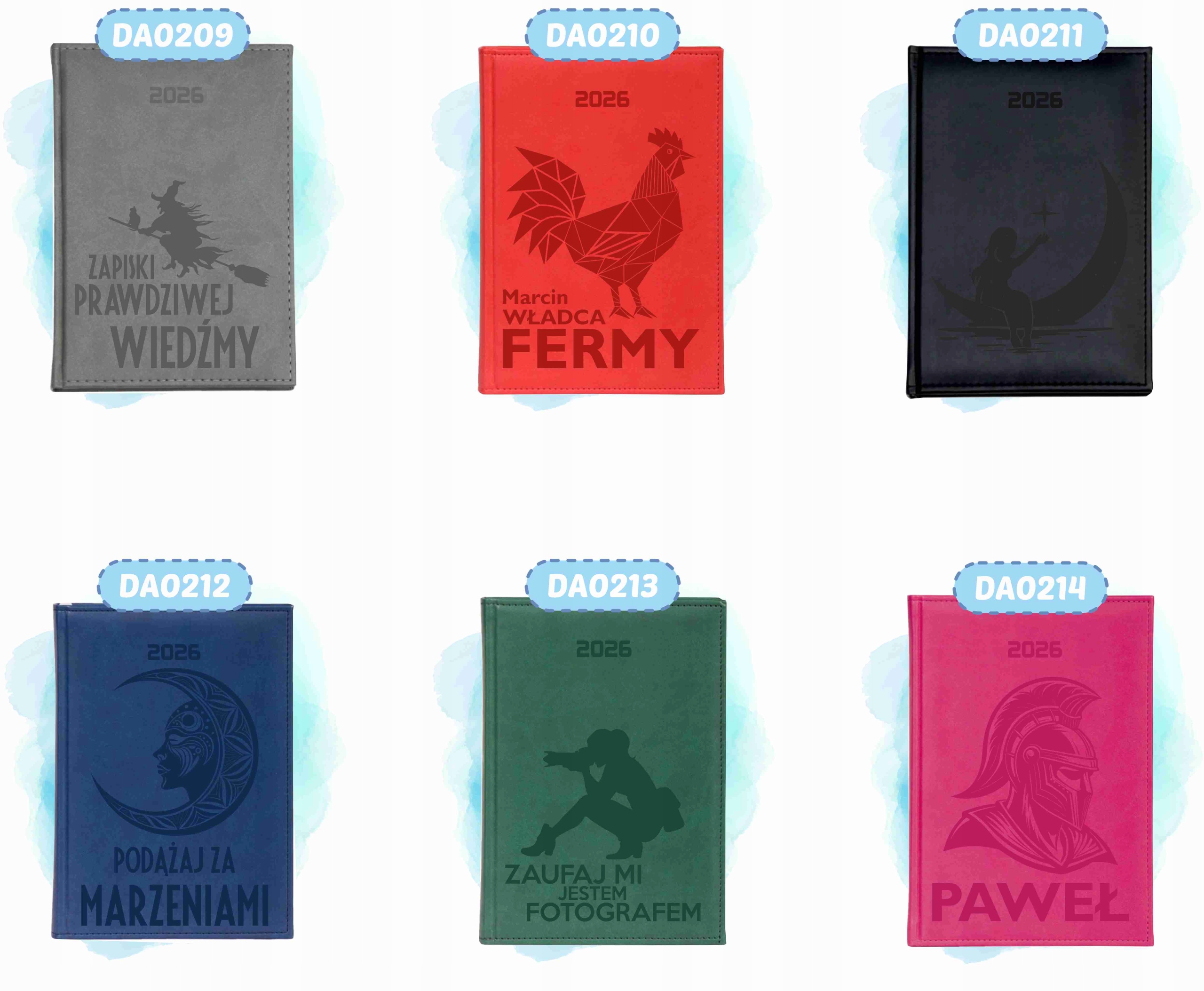 Kalendarz dzienny A4 2026 Planer prezent z grawerem DUŻY WYBÓR WZORÓW