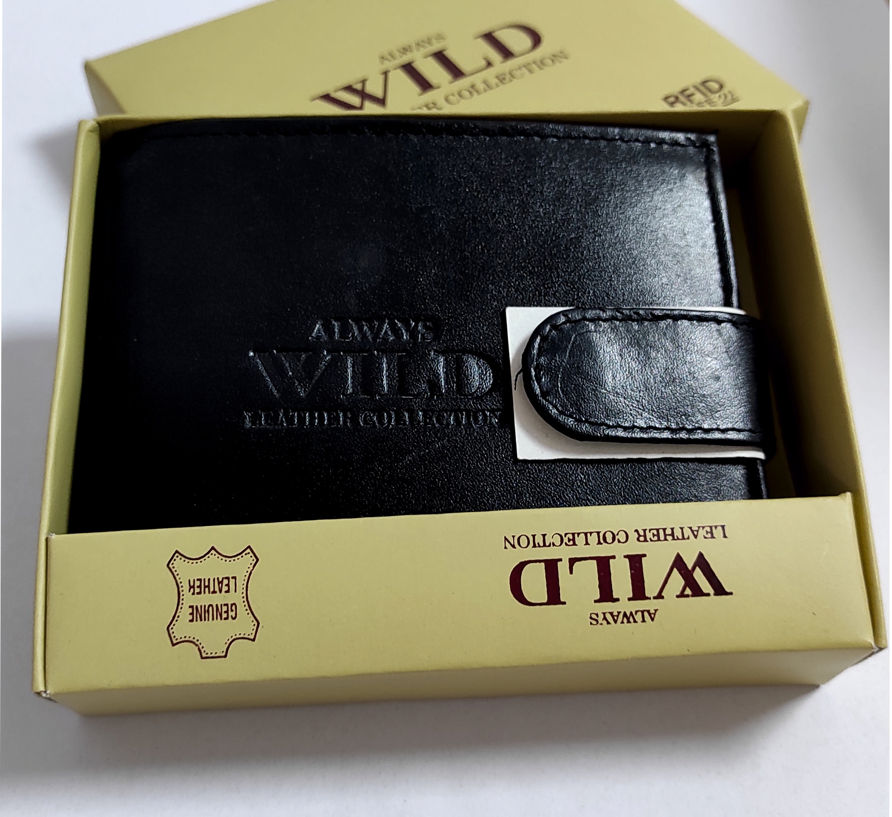 Portfel Męski Skórzany mały czarny ALWAYS WILD ELEGANCKI prezent