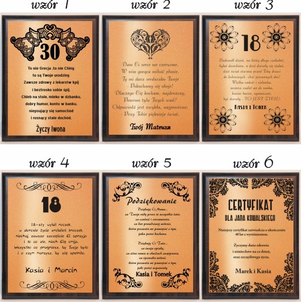 PREZENT certyfikat na urodziny 18 30 40 50 60 ślub