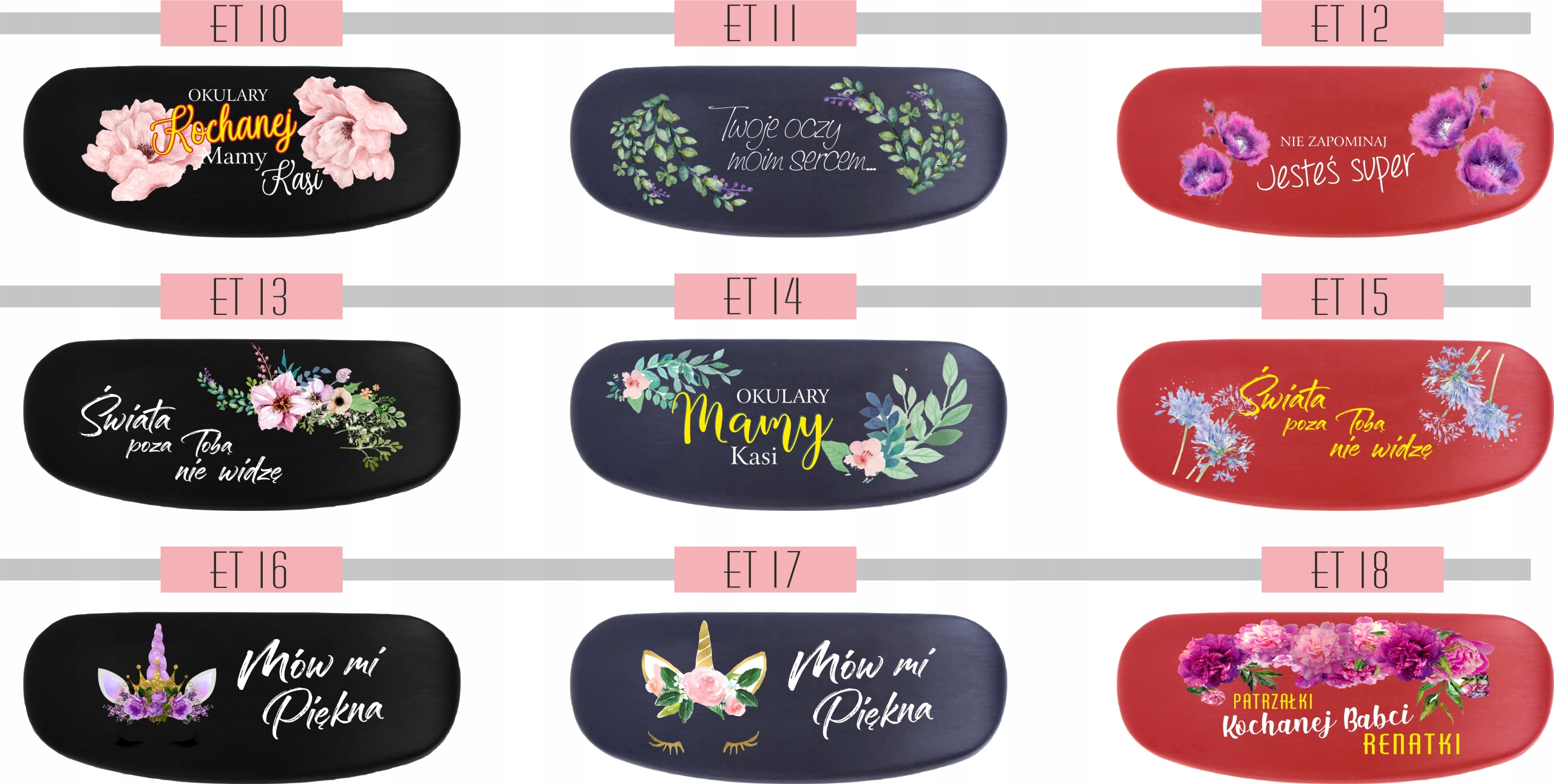 ETUI na okulary z IMIENIEM