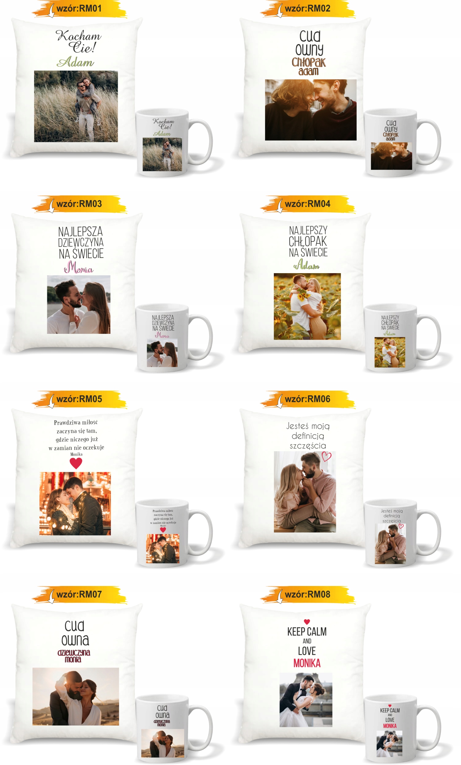 Zestaw PODUSZKA i KUBEK PERSONALIZOWANY nadruk ZDJĘCIE napis tekst imię
