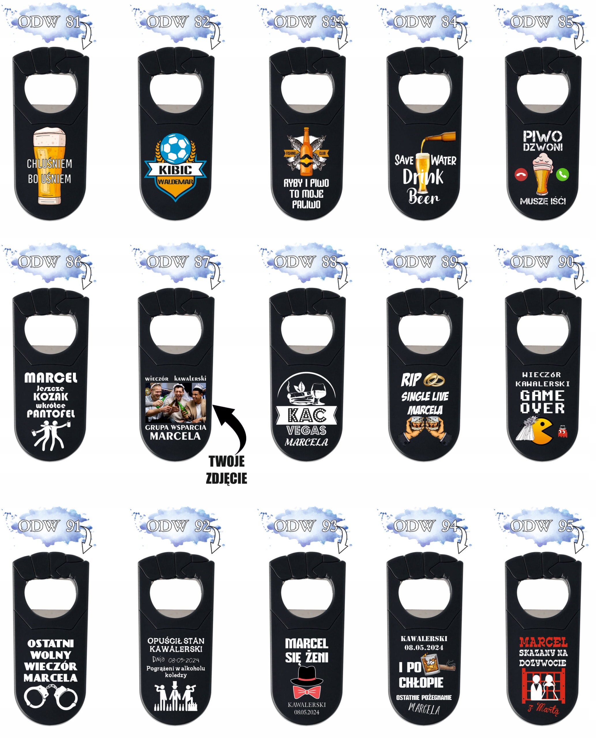 OTWIERACZ Z NADRUKIEM UV prezent NA WIECZÓR KAWALERSKI + IMIĘ DATA