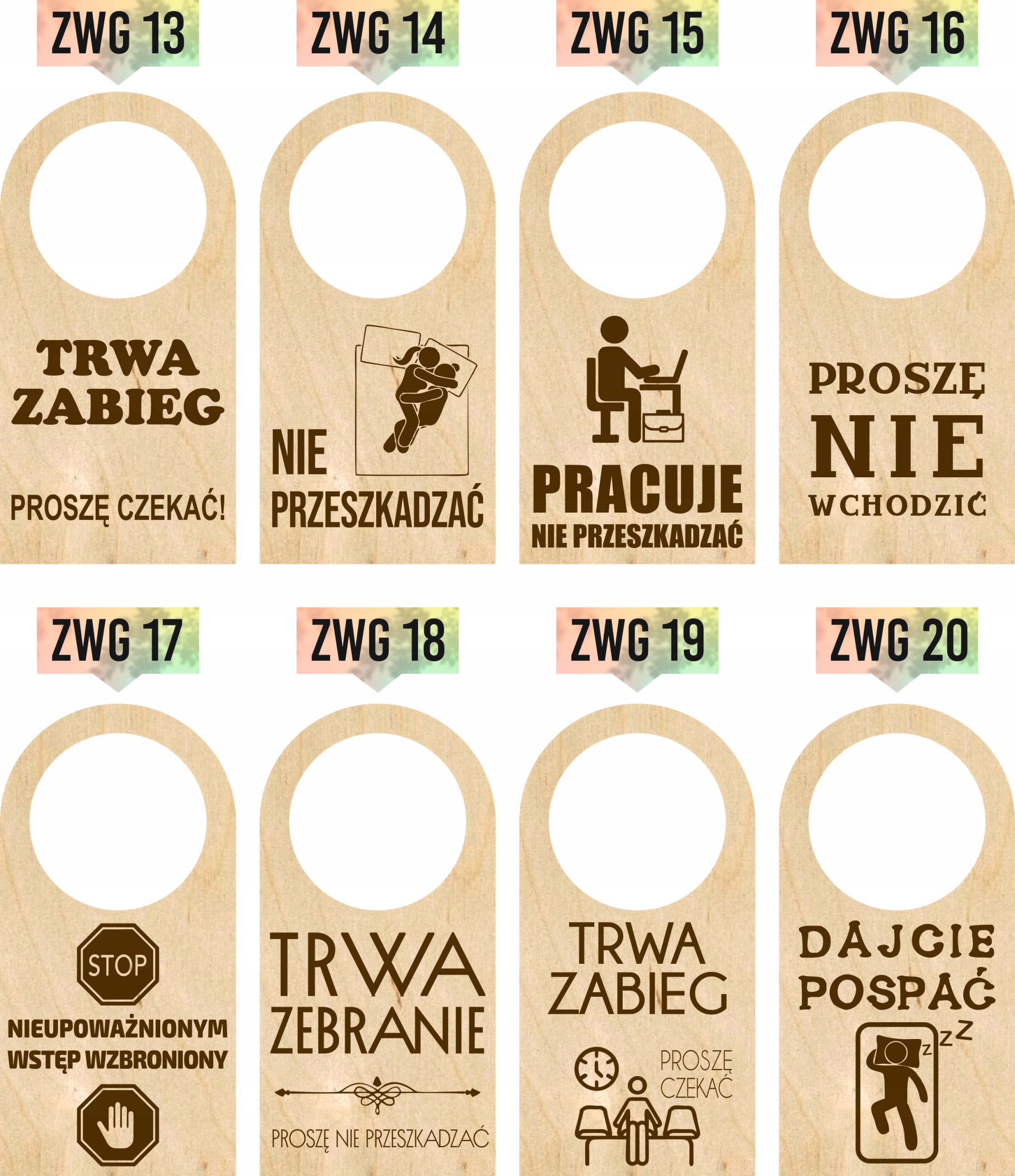 ZAWIESZKA NA DRZWI KLAMKĘ drewniana grawerowana POSZĘ NIE WCHODZIĆ