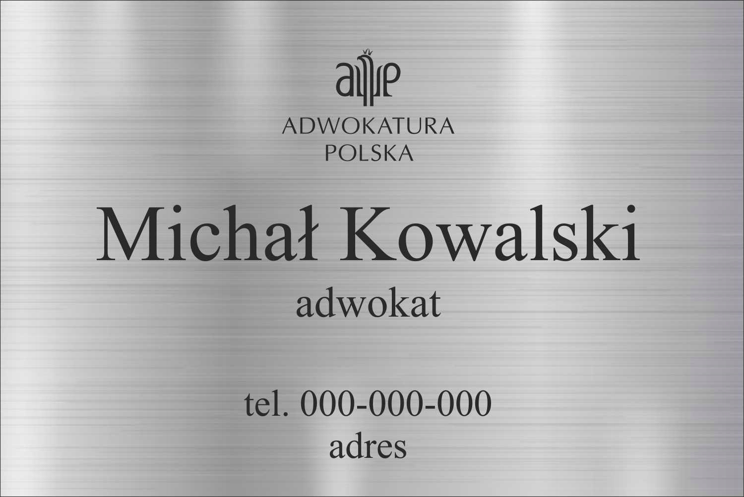 Tabliczka Kancelaria Adwokacka grawerowana grawer