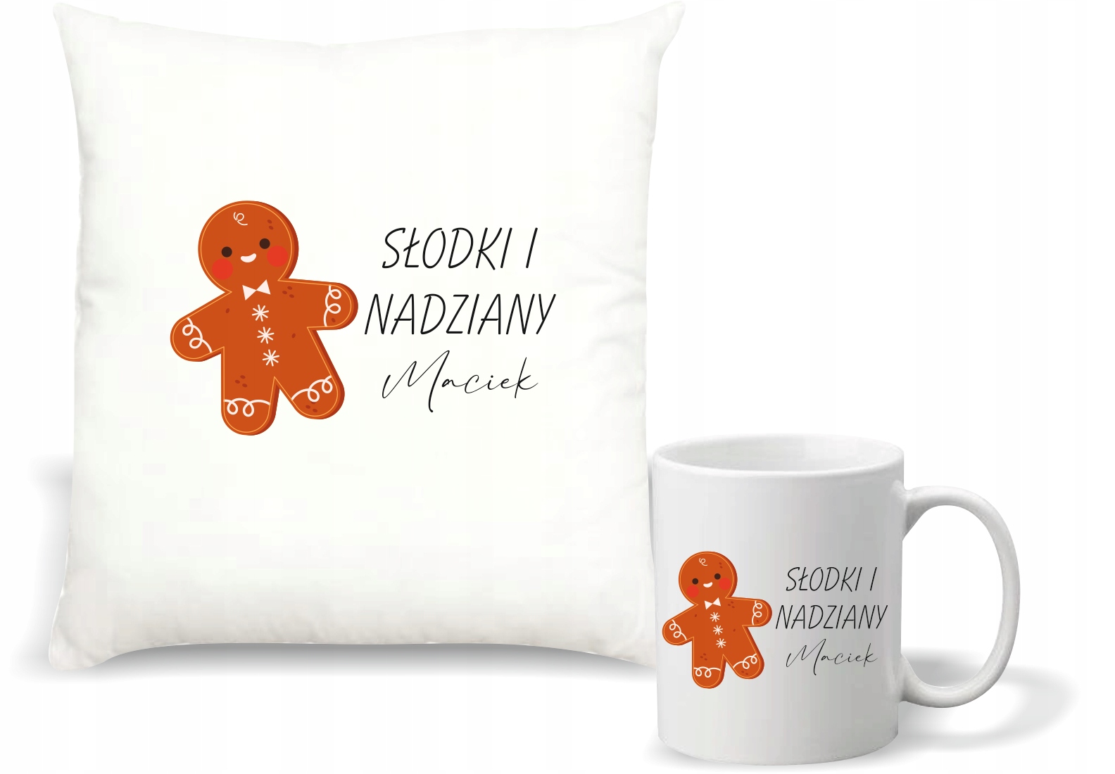 Zestaw PODUSZKA i KUBEK z nadrukiem ŚWIĄTECZNY PREZENT dla chłopaka