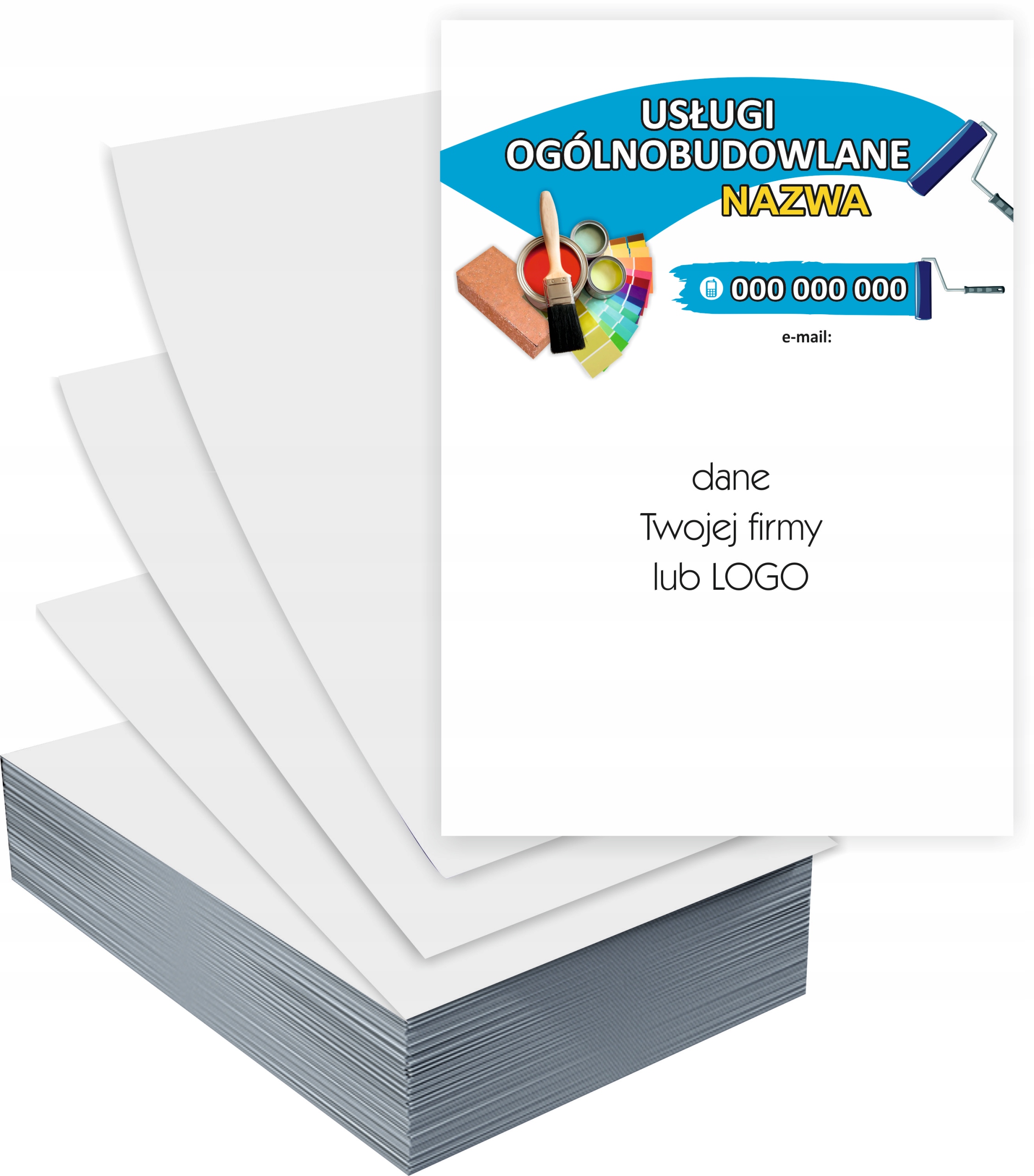 Ulotki A5 OGÓLNOBUDOWLANE USŁUGI 100 szt firmowe reklamowe + PROJEKT GRATIS
