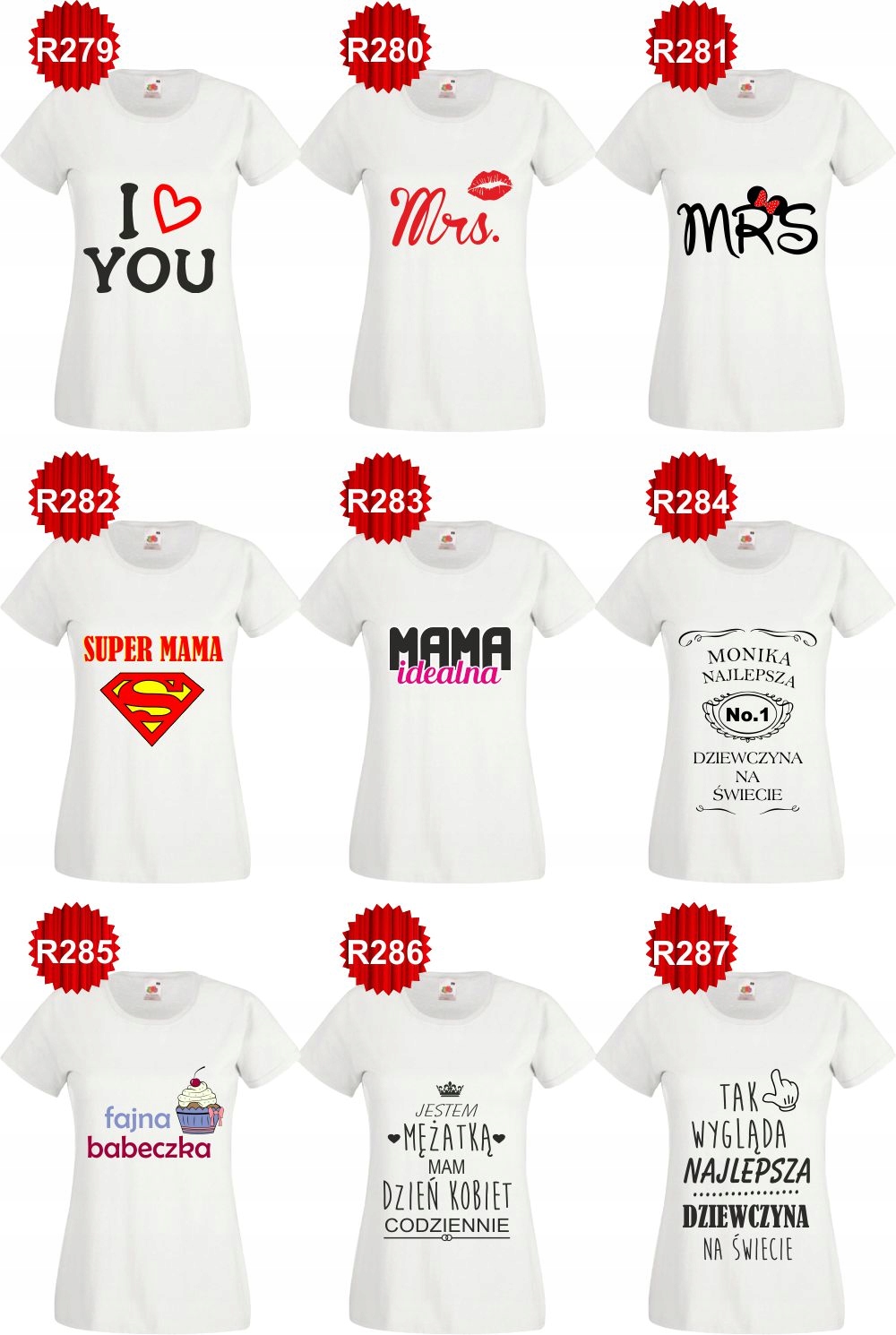 Koszulka PREZENT ŻONA IDEALNA DLA ŻONY IMIĘ DRUK