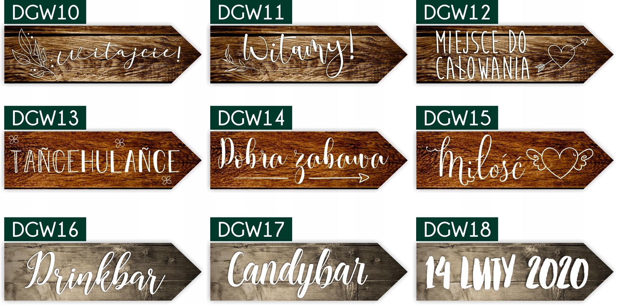 TABLICZKI ślubne STRZAŁKI DROGOWSKAZY WESELE napis