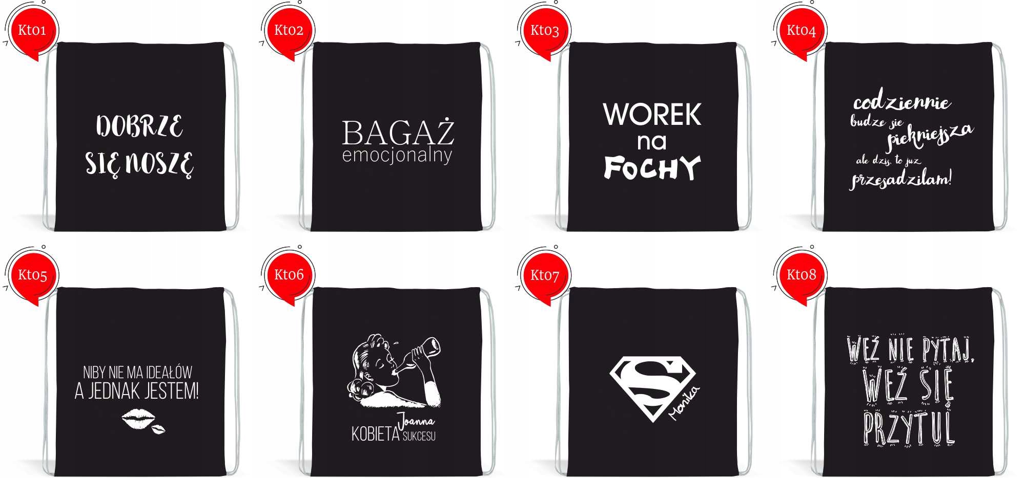 Workoplecak worek super kobieta twoje imię prezent