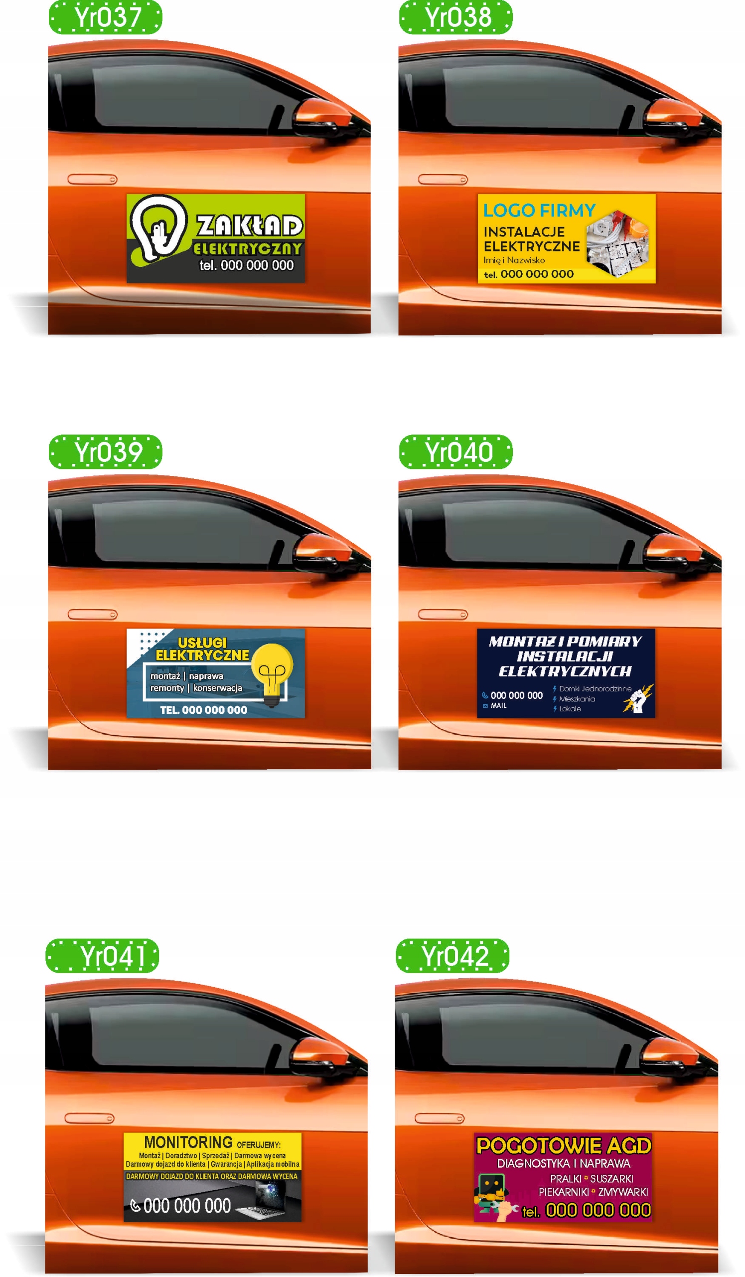 Magnes na samochód reklama magnetyczna MONTAŻ INSTALACJI ELEKTRYCZNYCH