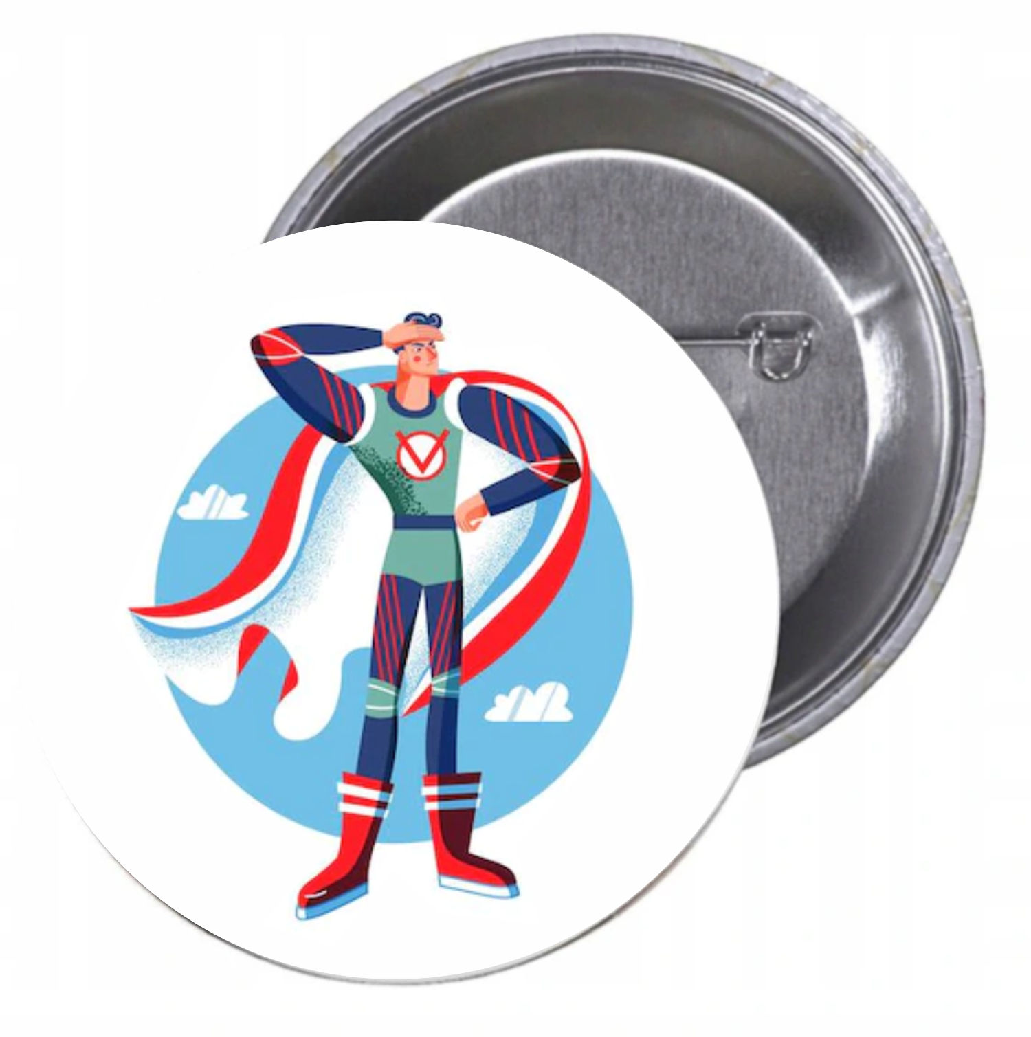 Przypinki buttony SUPER BOHATER z grafiką TANIO