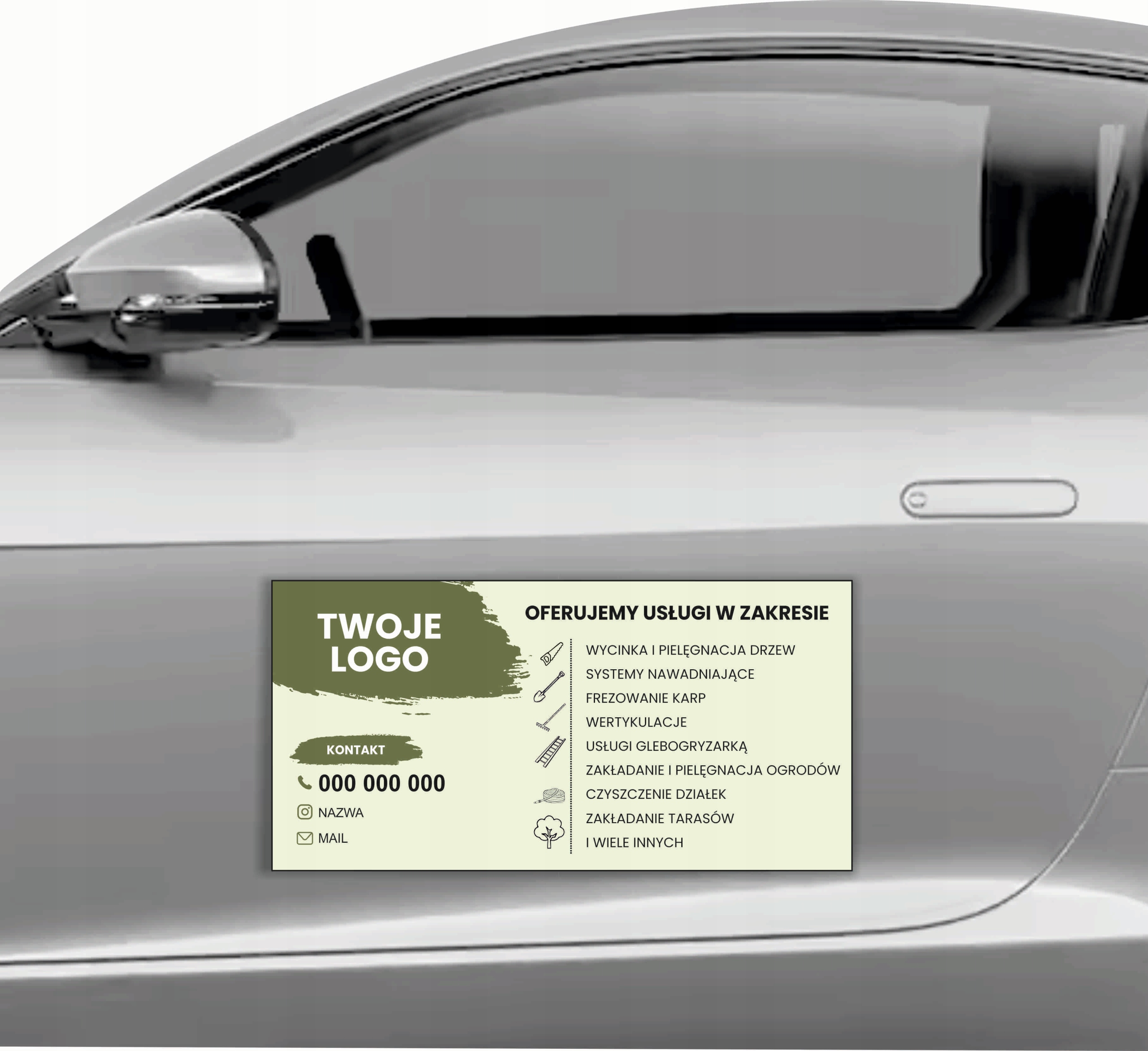 mata MAGNETYCZNA magnes na samochód auto reklamowy 30x60cm USŁUGI ROLNICZE