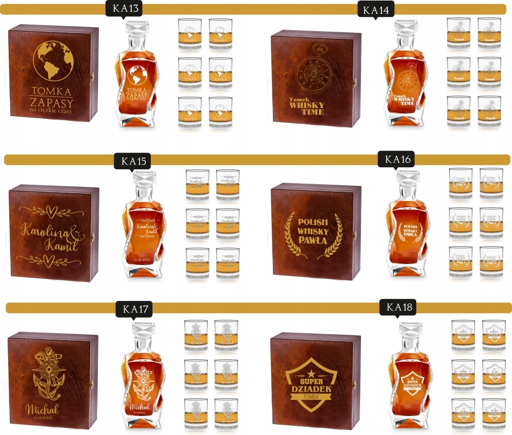 Karafka szklanki do whisky grawer PREZENT na ślub