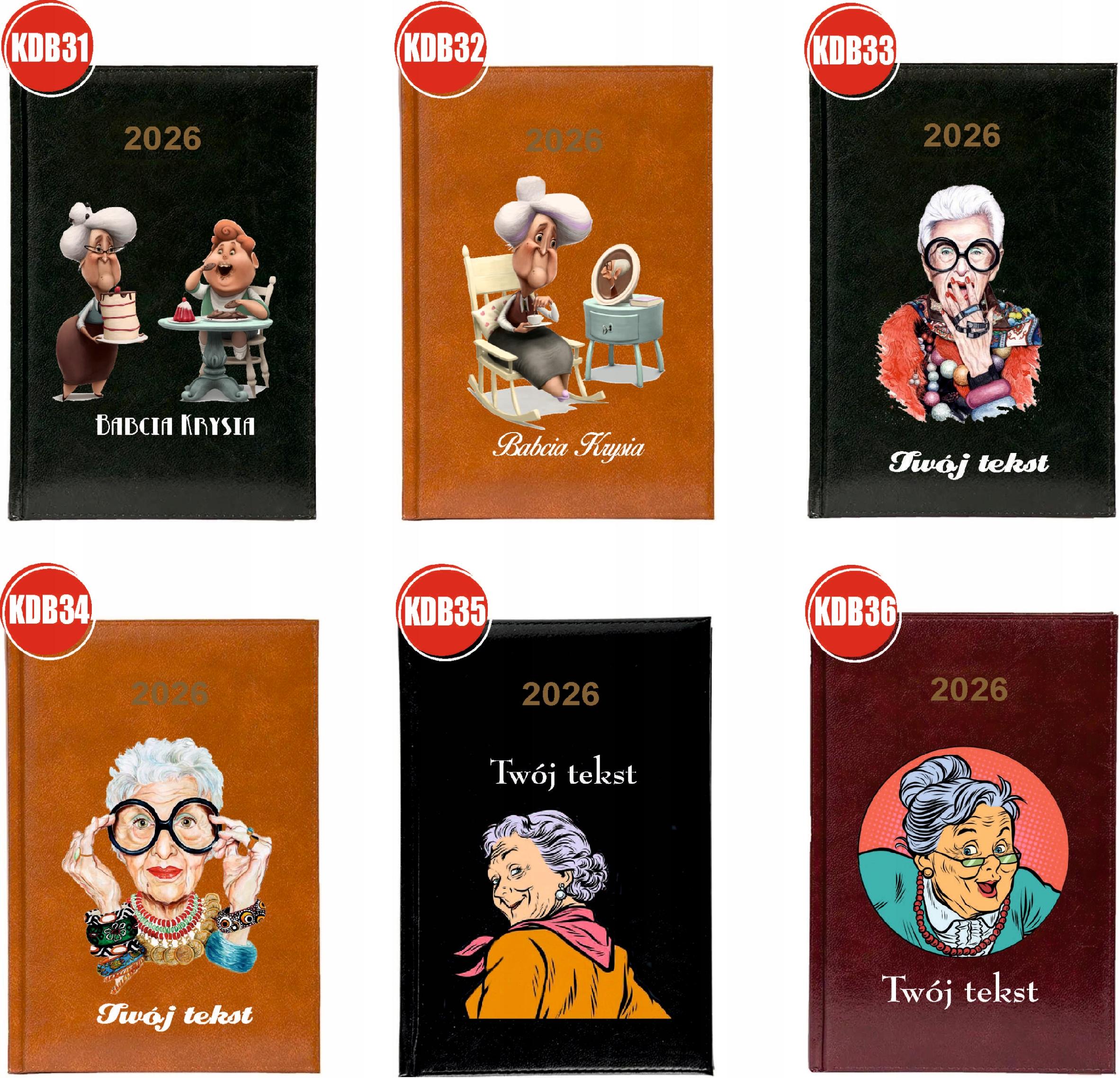 KALENDARZ TYGODNIOWY Terminarz A5 2026 z imieniem Babci - idealny prezent